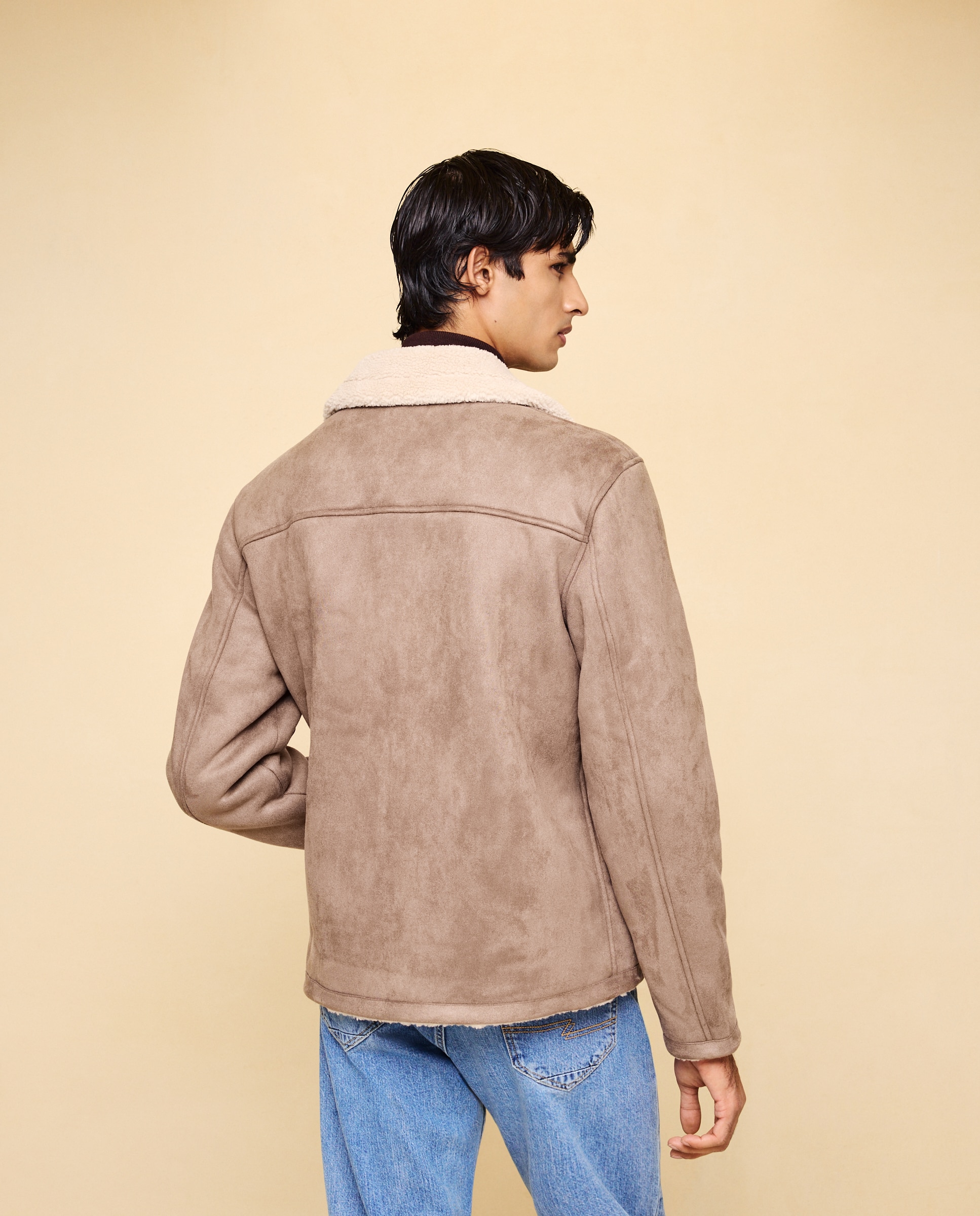Cazadora polipiel doble faz con borrego de hombre - Easy Wear - Visón claro Visón claro-4