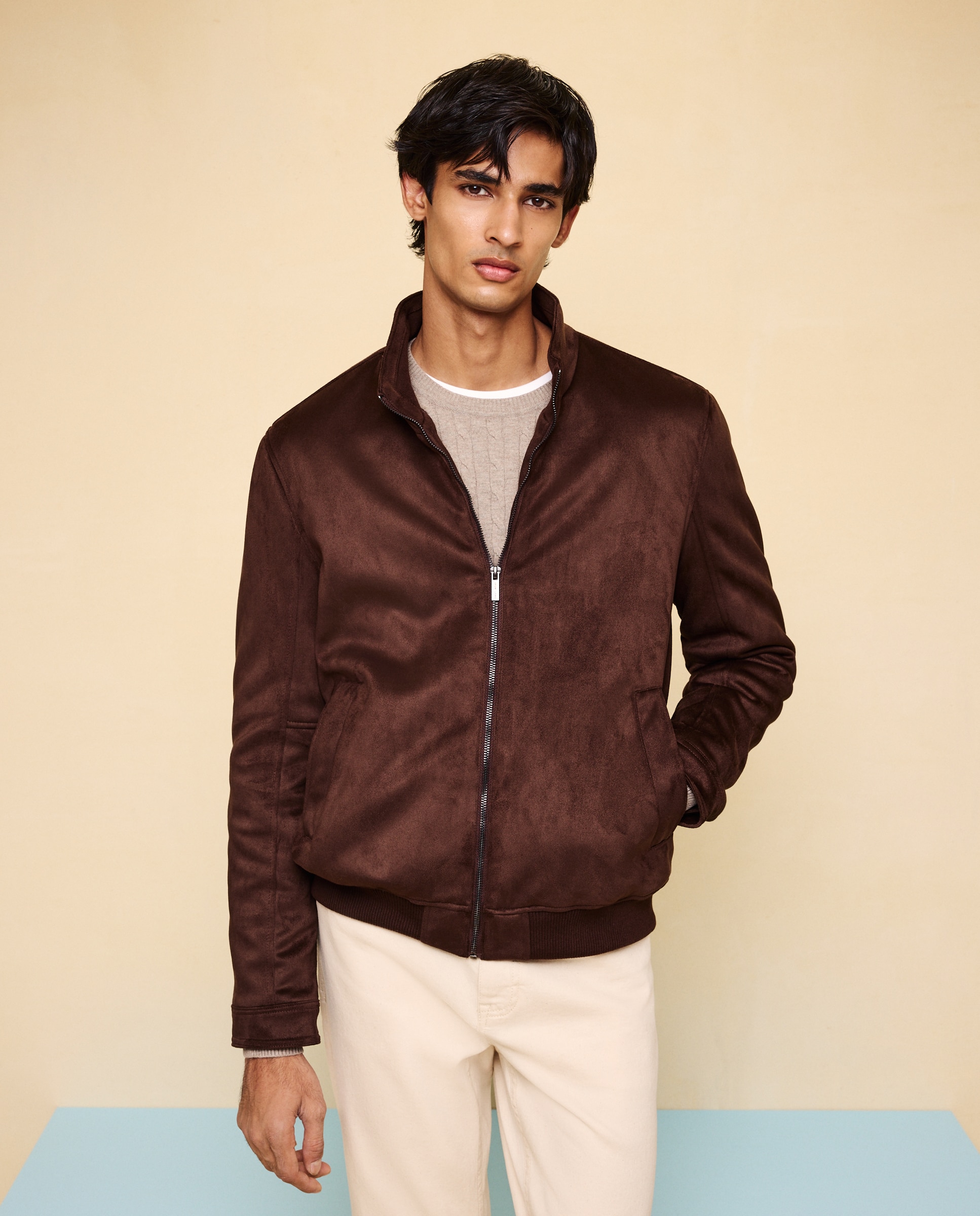 Cazadora polipiel antelina de hombre - Easy Wear - Marrón Marrón-2