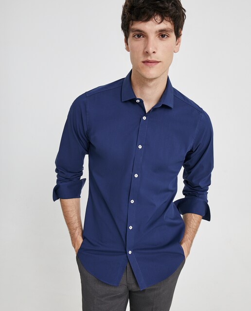 Camisa de hombre super elástica lisa