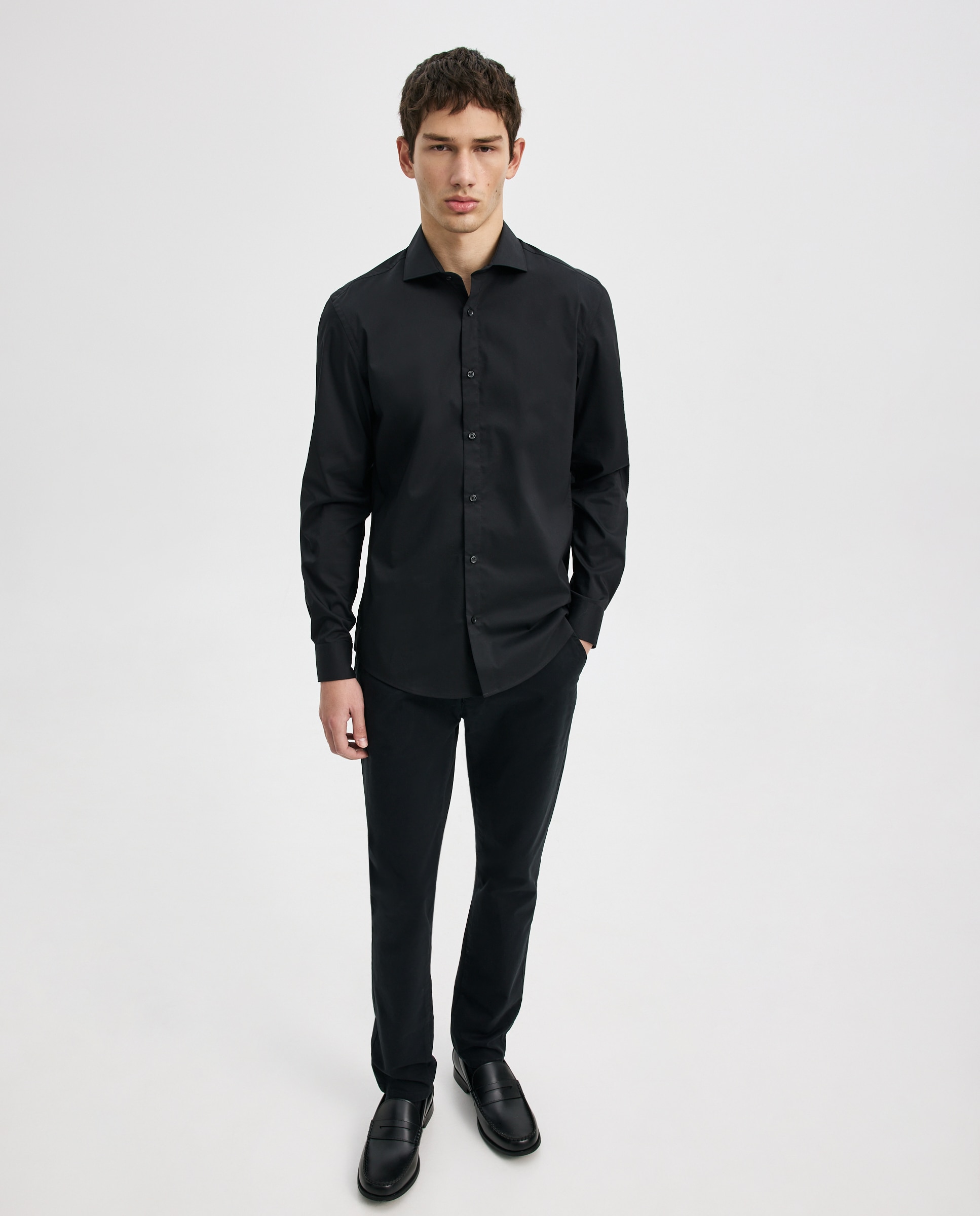 Camisa Elástica Lisa Preto-2