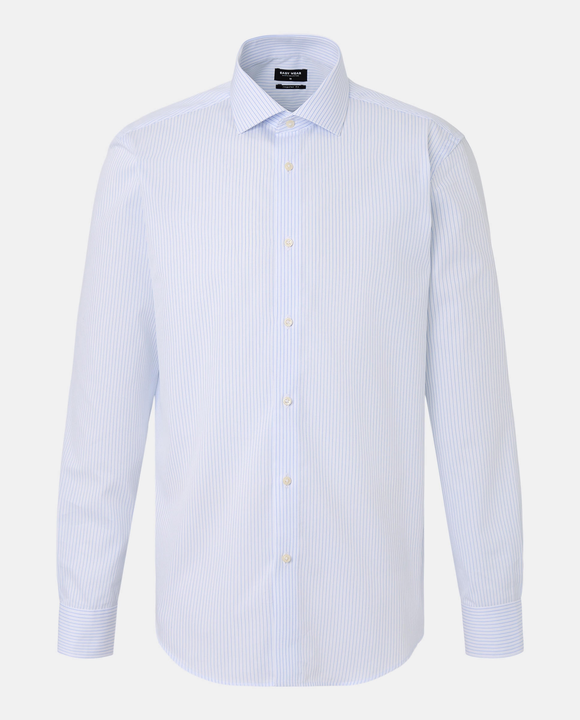 Camisa Clássica às Riscas Coolmax 410 Azul Claro-5