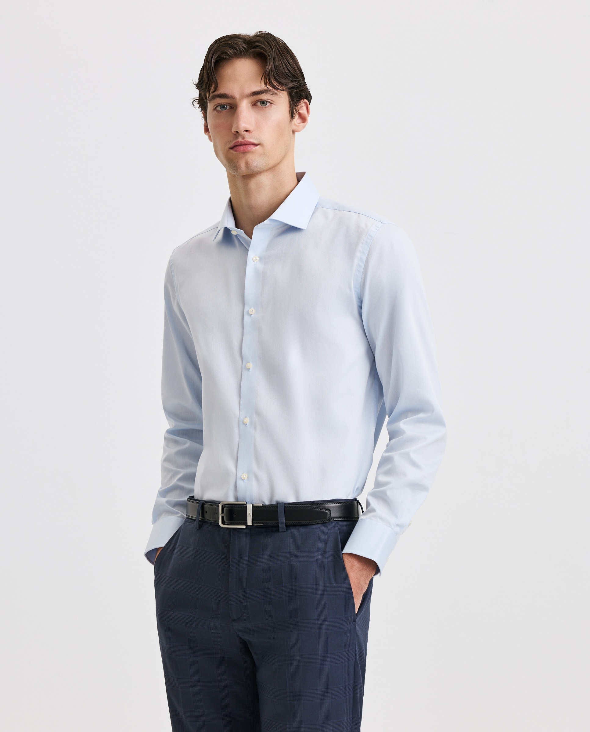 Camisa Clássica com Estrutura Coolmax 410 Azul Claro-1