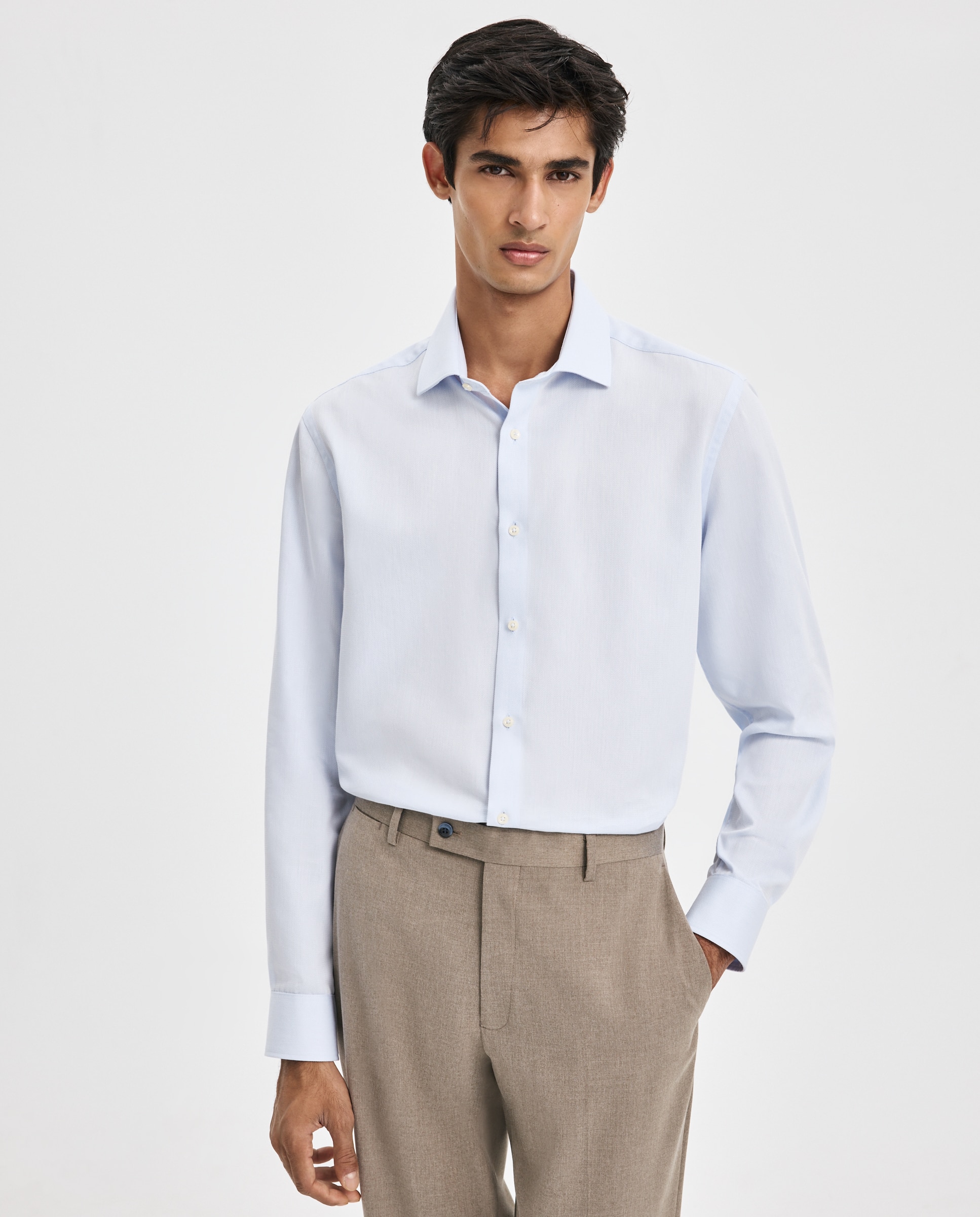 Camisa Formal com Estrutura Coolmax 410 Azul Claro-1
