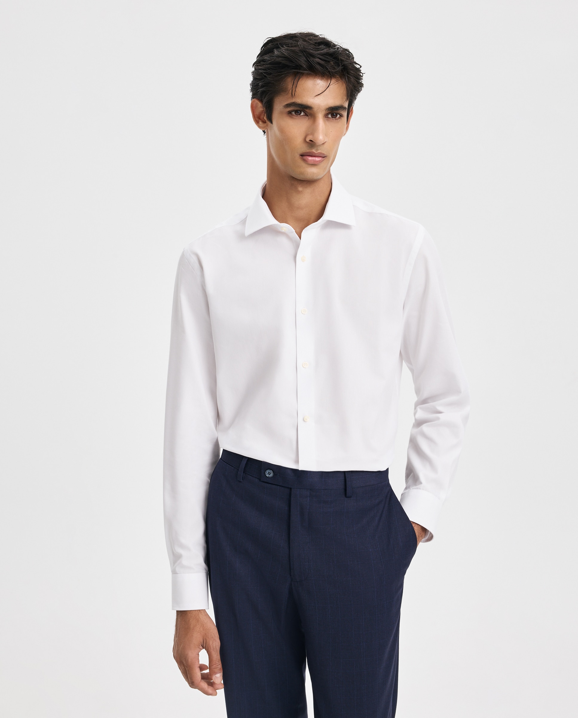 Camisa de vestir para hombre estructura coolmax - Easy Wear - Blanco Blanco-1