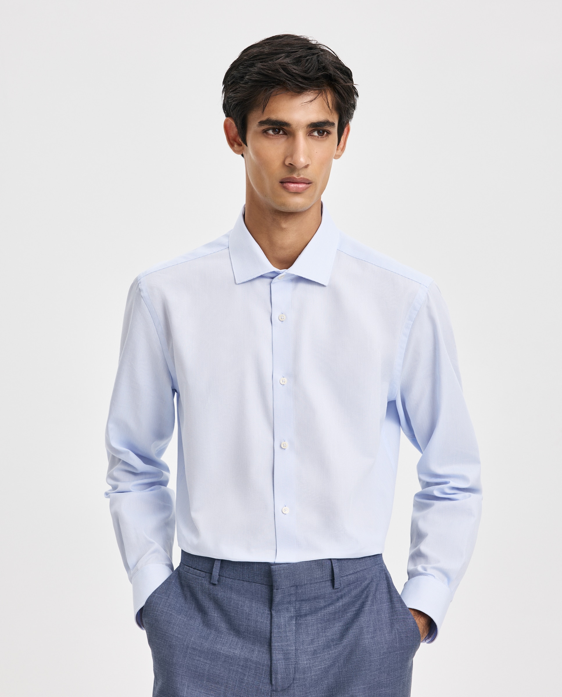 Camisa de vestir para hombre estructura coolmax - Easy Wear - 410 Azul claro 410 Azul claro-1