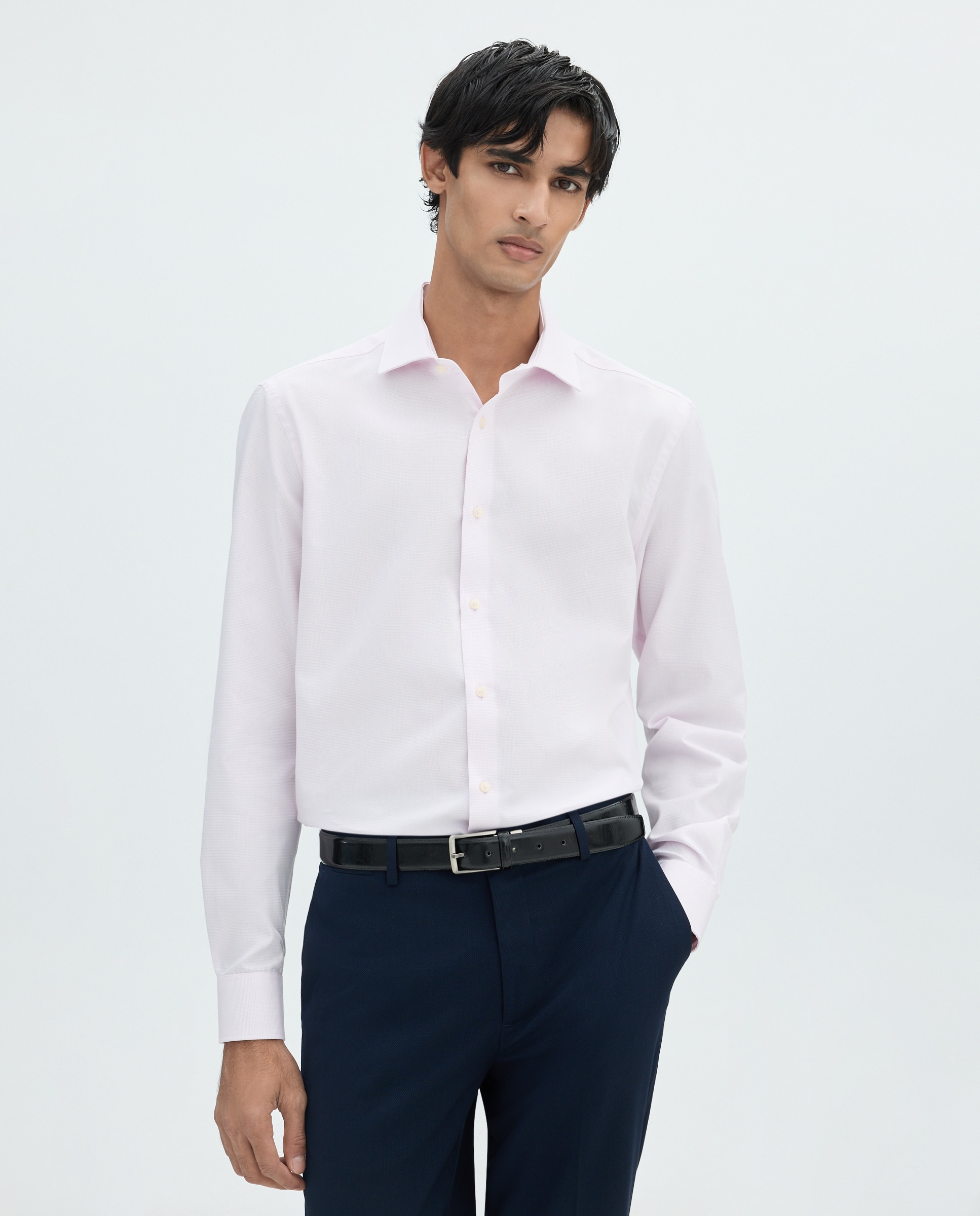 Camisa de vestir para hombre estructura coolmax - Easy Wear - Rosa claro Rosa claro-1