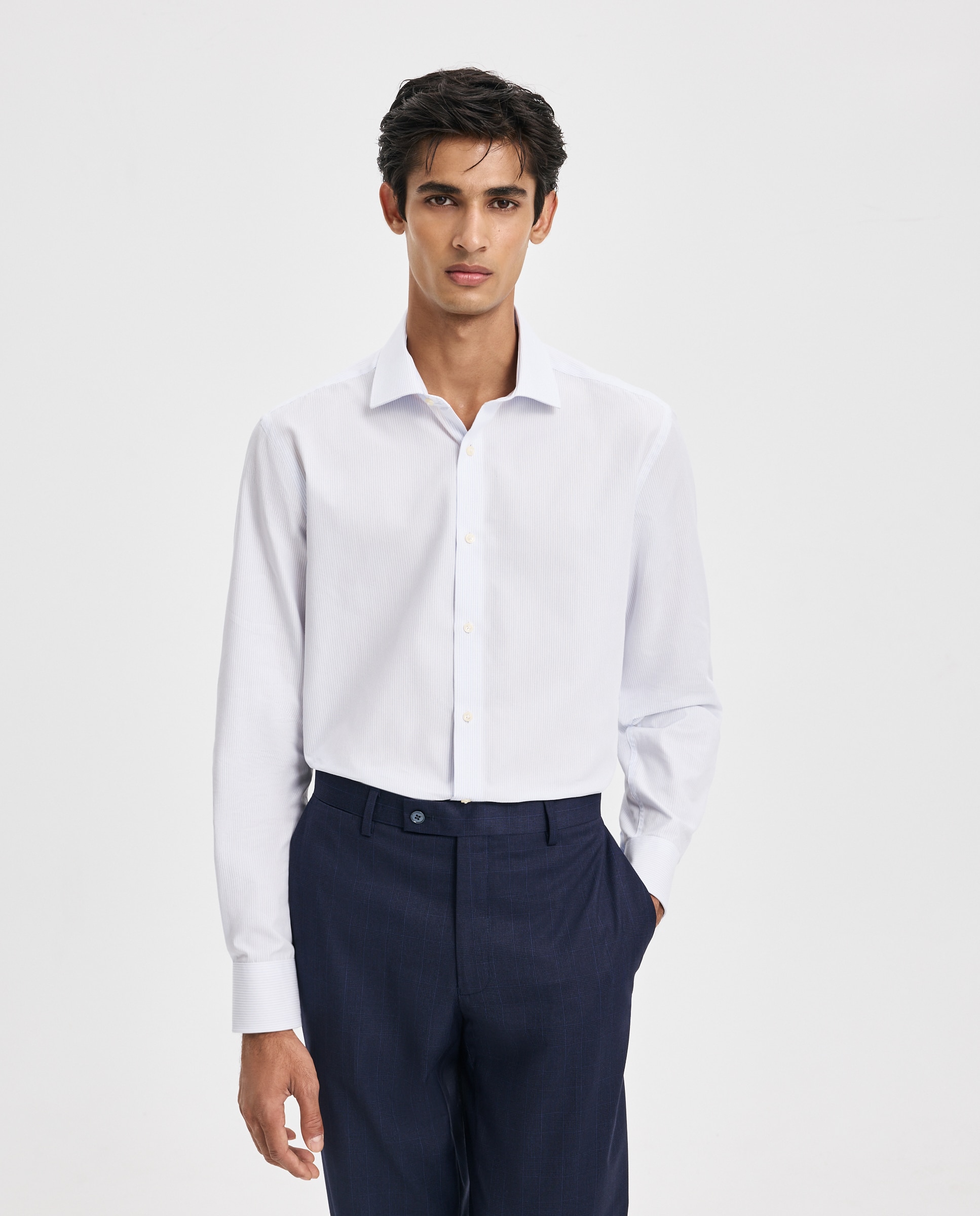 Camisa de vestir para hombre rayas coolmax - Easy Wear - Blanco Blanco-1