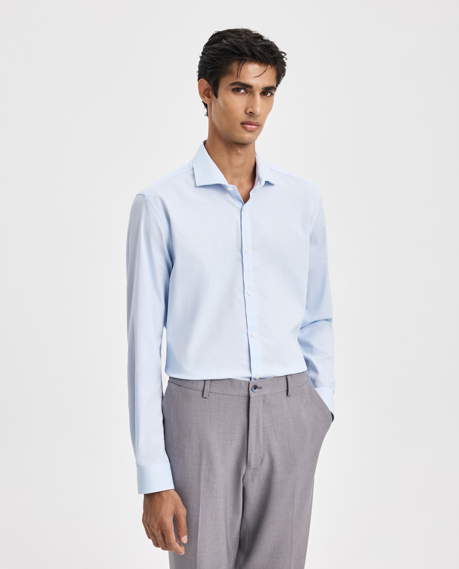 camisa súper elástica estructura - Easy Wear - 410 Azul claro 410 Azul claro-1