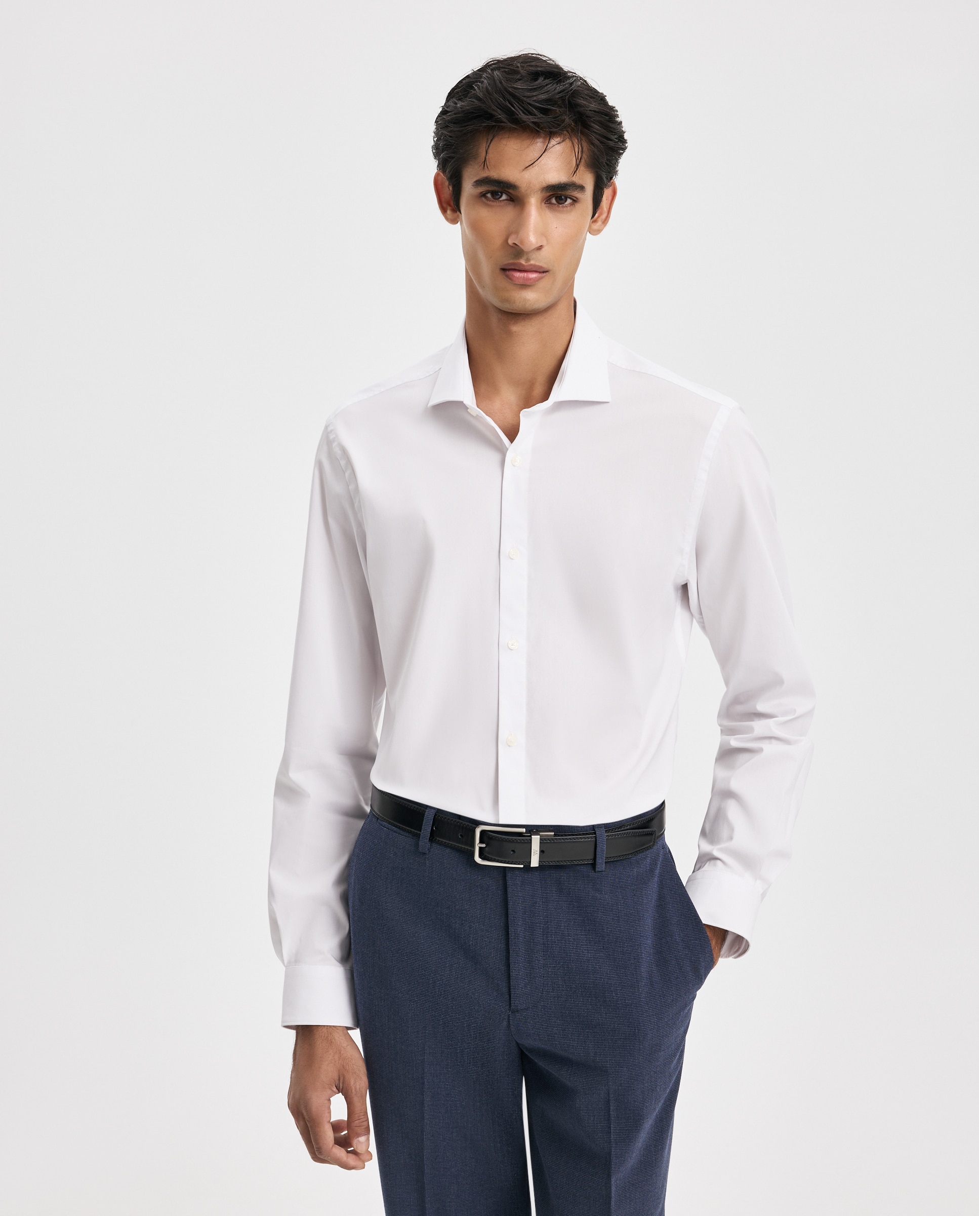 camisa súper elástica lisa - Easy Wear - Blanco Blanco-1