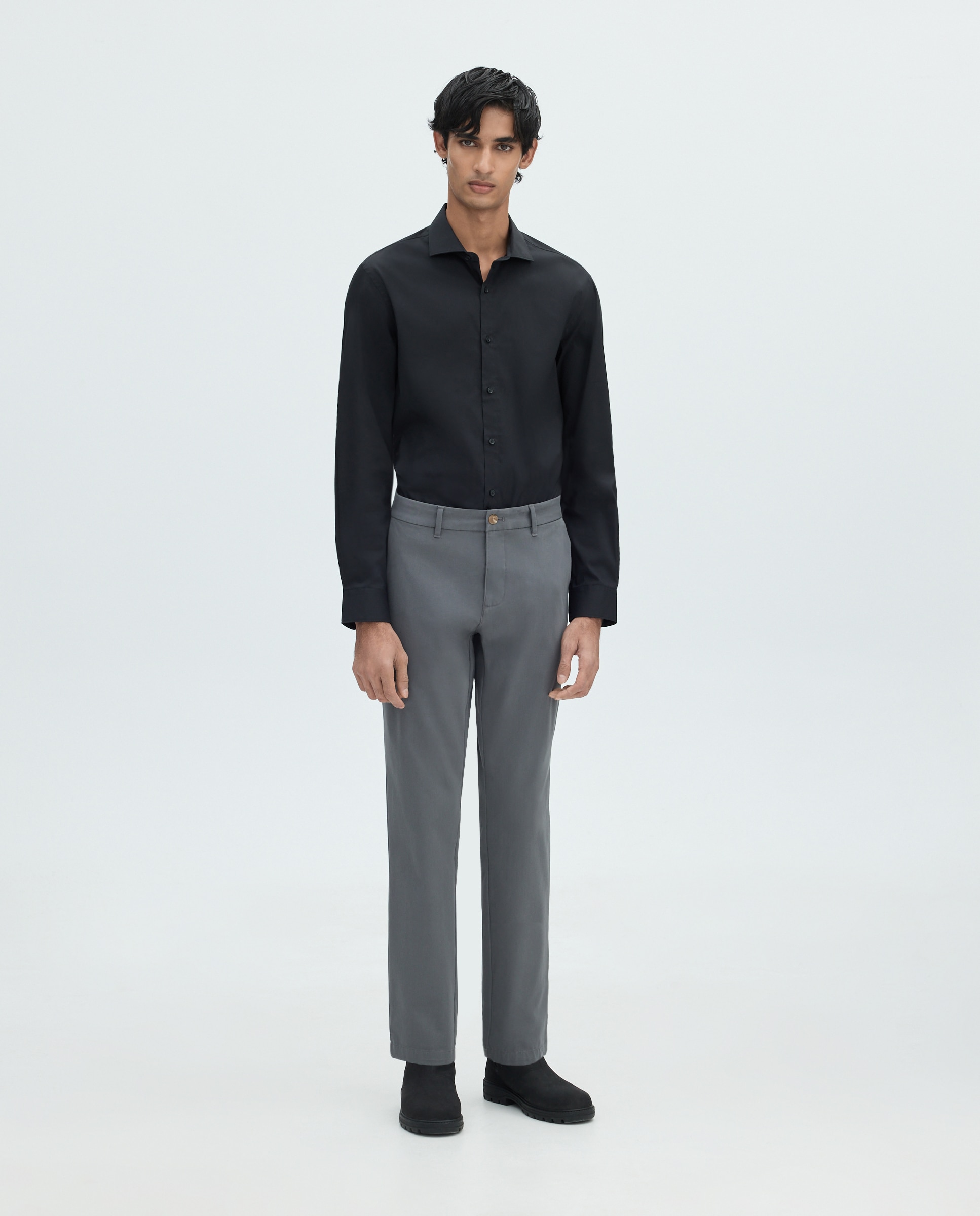 camisa súper elástica lisa - Easy Wear - Negro Negro-2