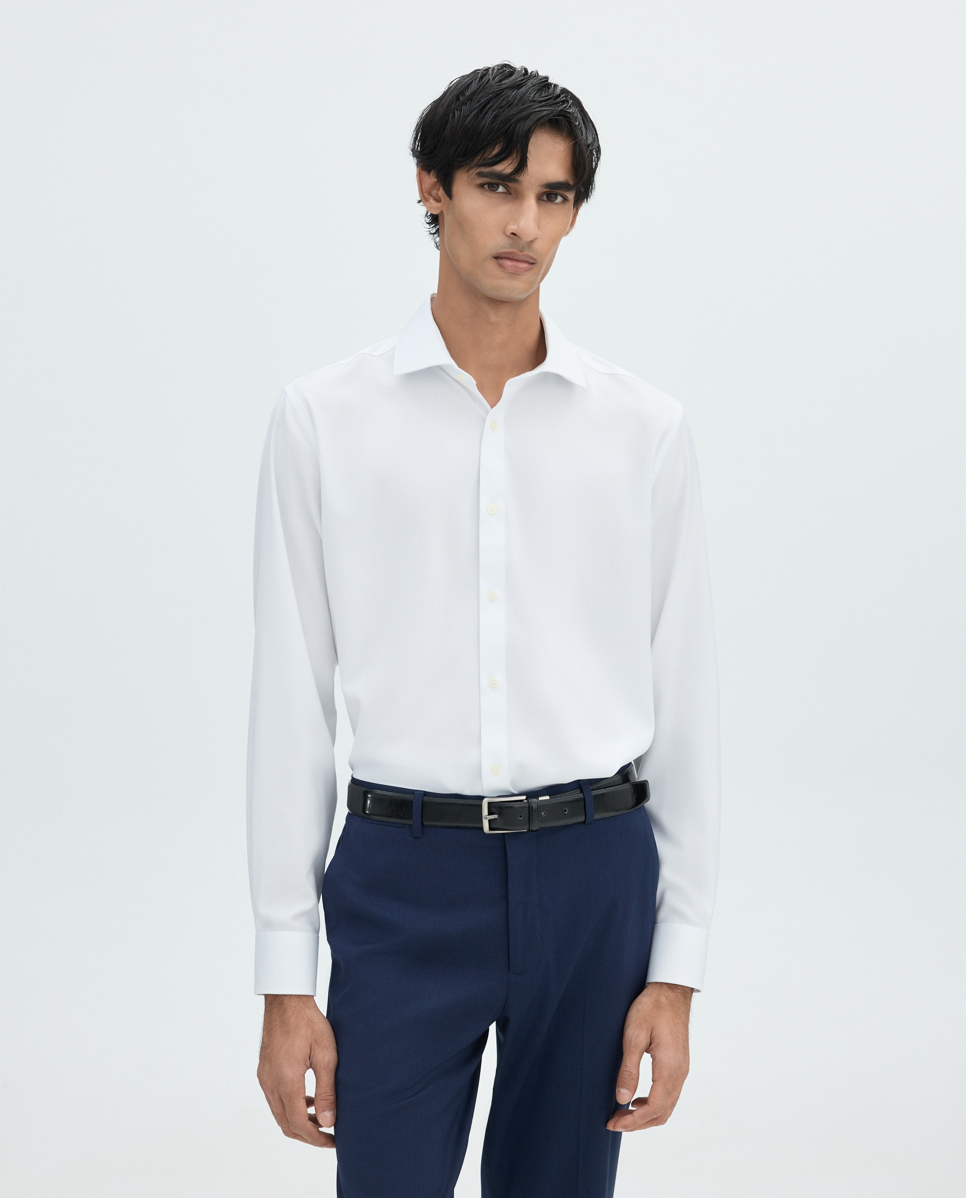 Camisa para hombre manga larga lisa - Easy Wear - Blanco Blanco-1