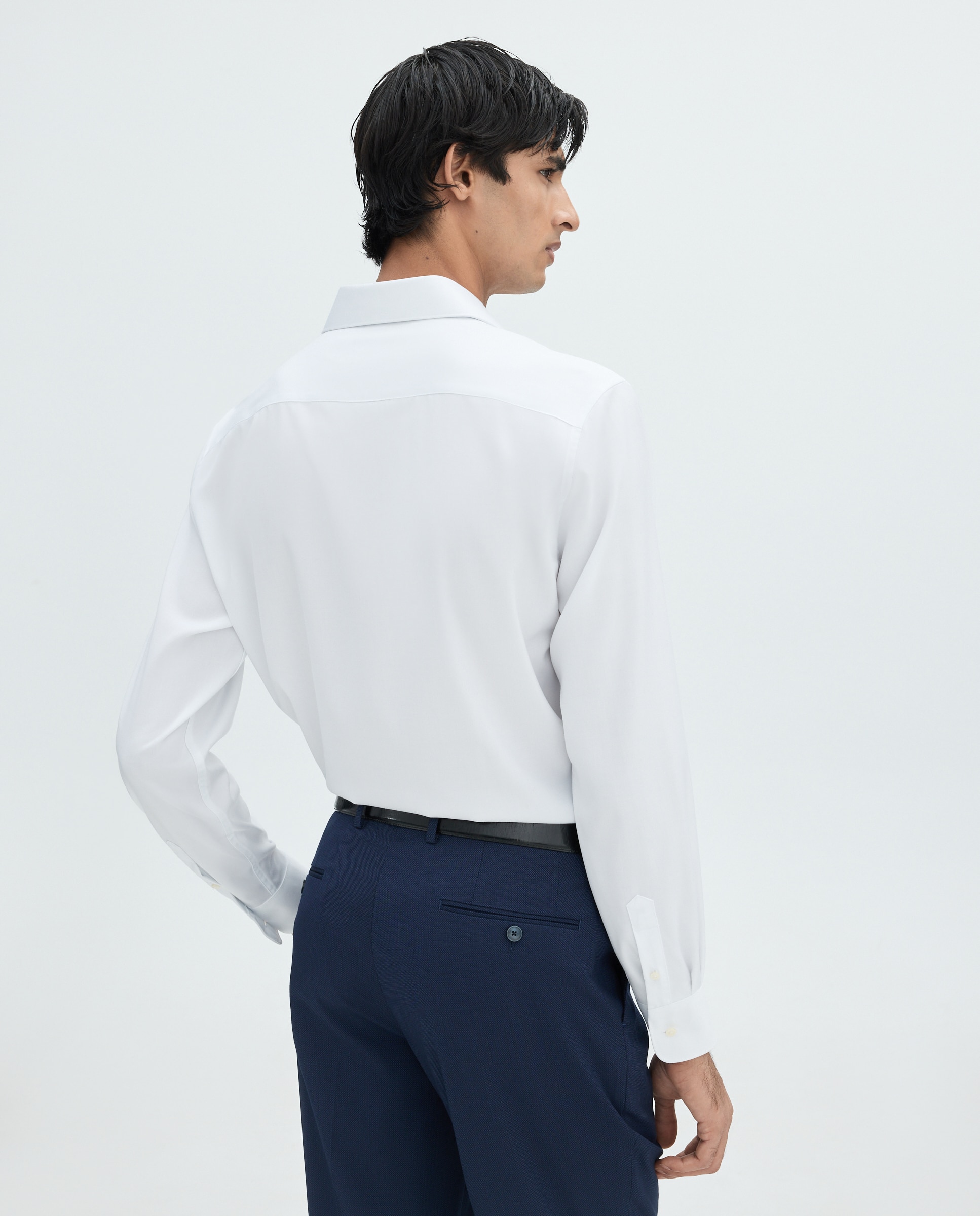 Camisa para hombre manga larga lisa - Easy Wear - Blanco Blanco-4