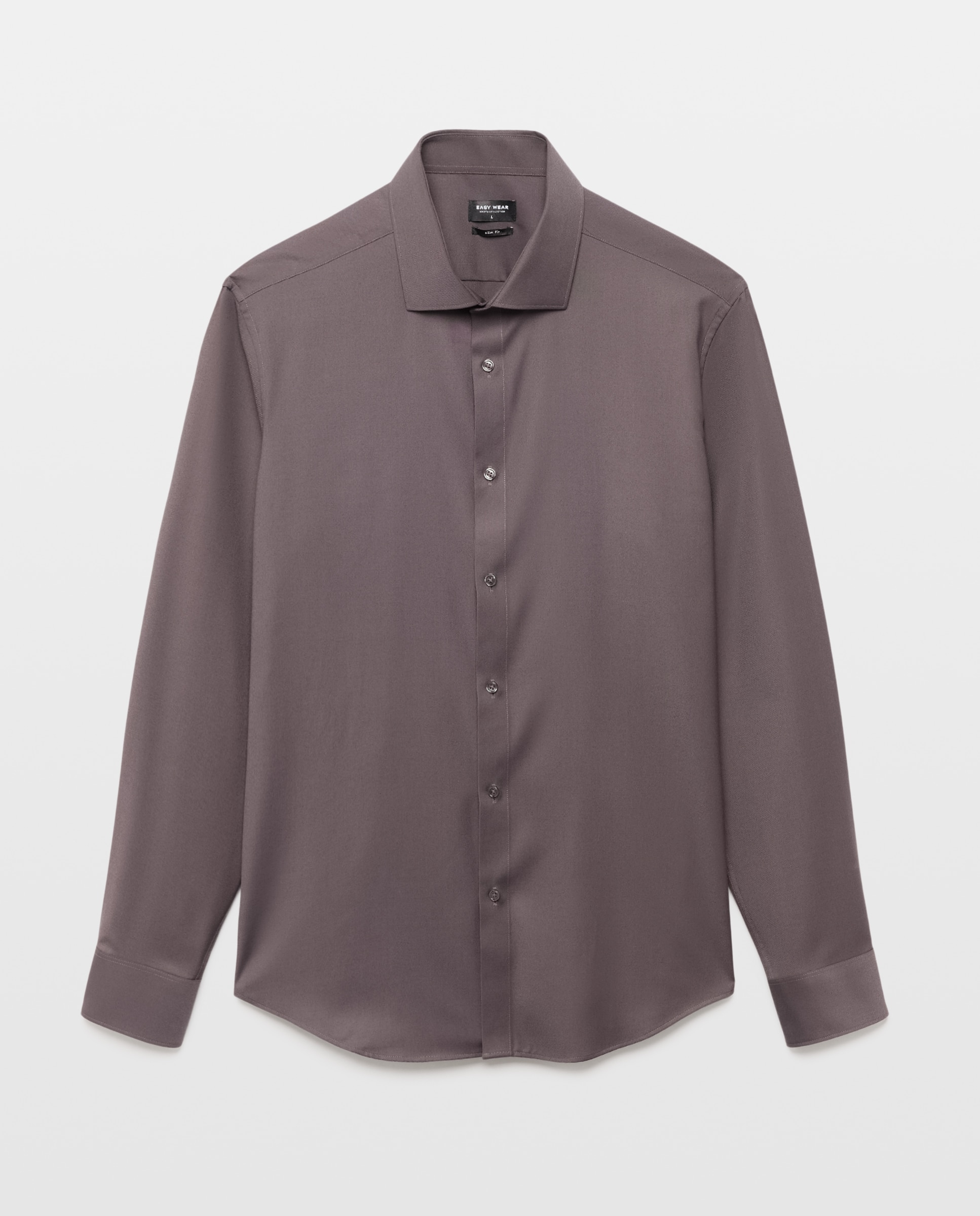 Camisa para hombre manga larga lisa - Easy Wear - Marrón Marrón-4