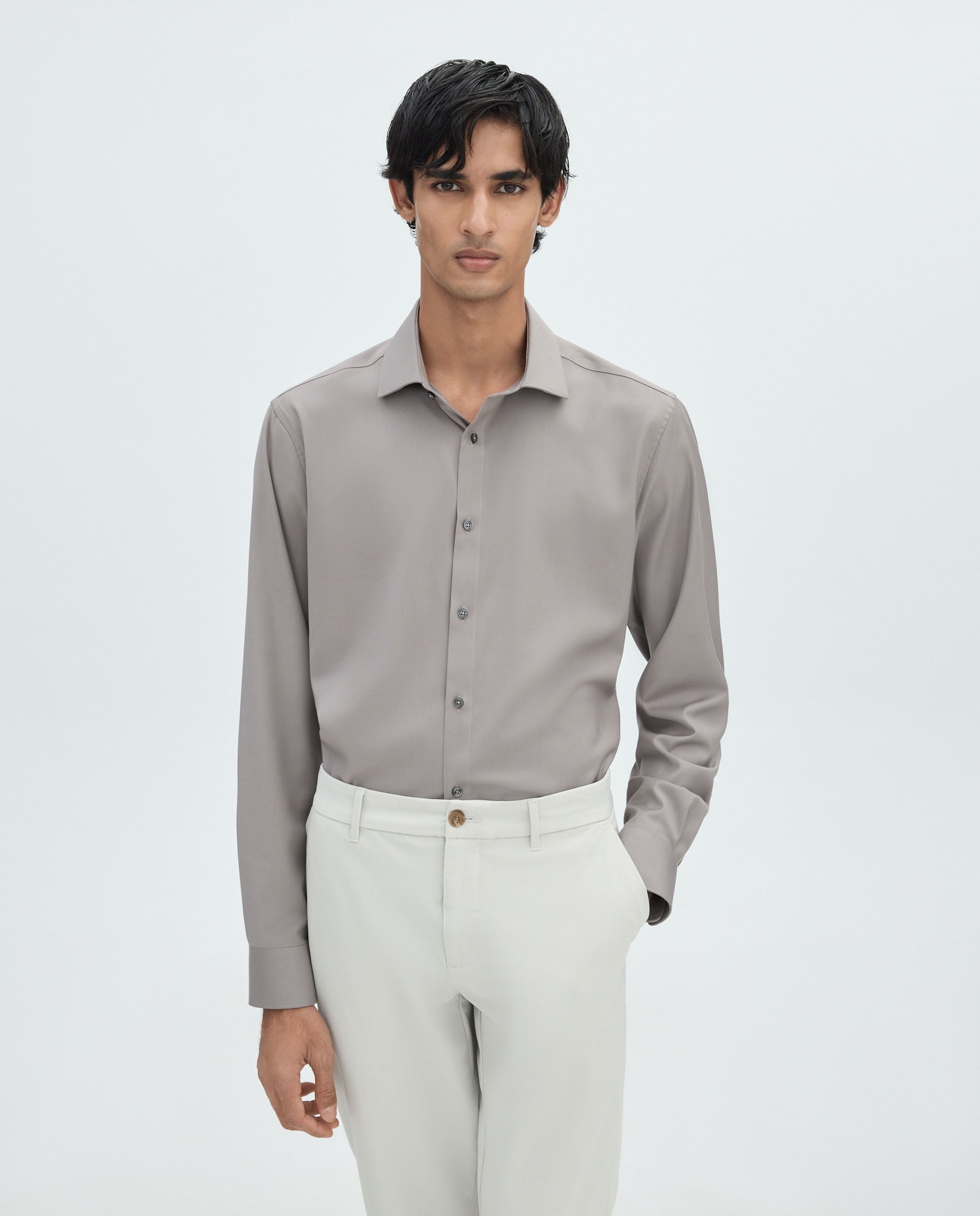 Camisa para hombre manga larga lisa - Easy Wear - Tostado Tostado-1