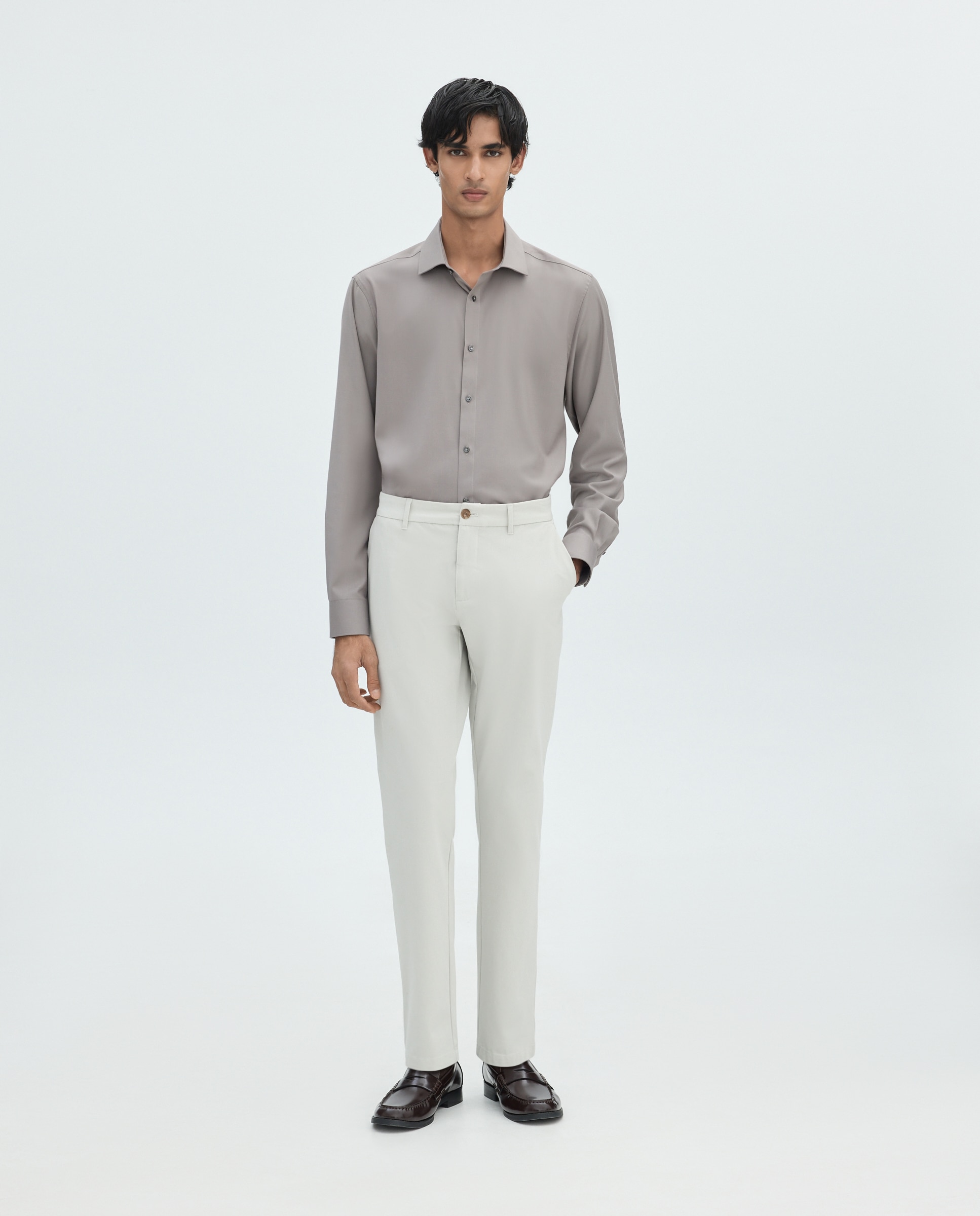 Camisa para hombre manga larga lisa - Easy Wear - Tostado Tostado-2