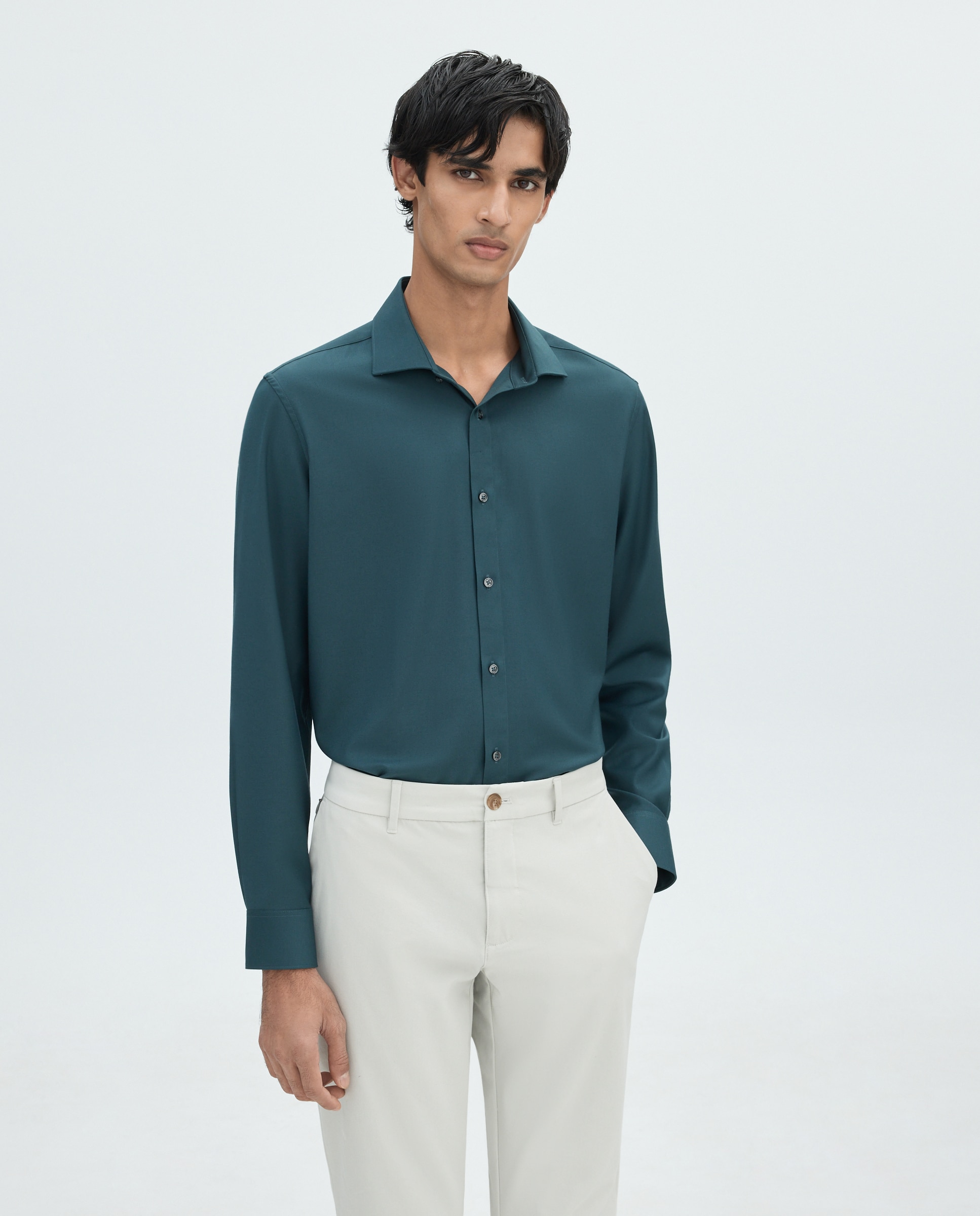 Camisa para hombre manga larga lisa - Easy Wear - Verde Verde-1