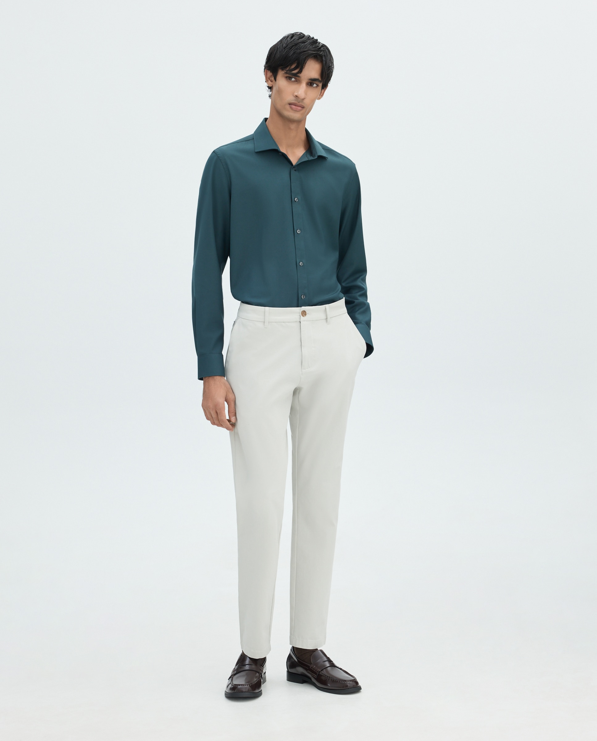 Camisa para hombre manga larga lisa - Easy Wear - Verde Verde-2