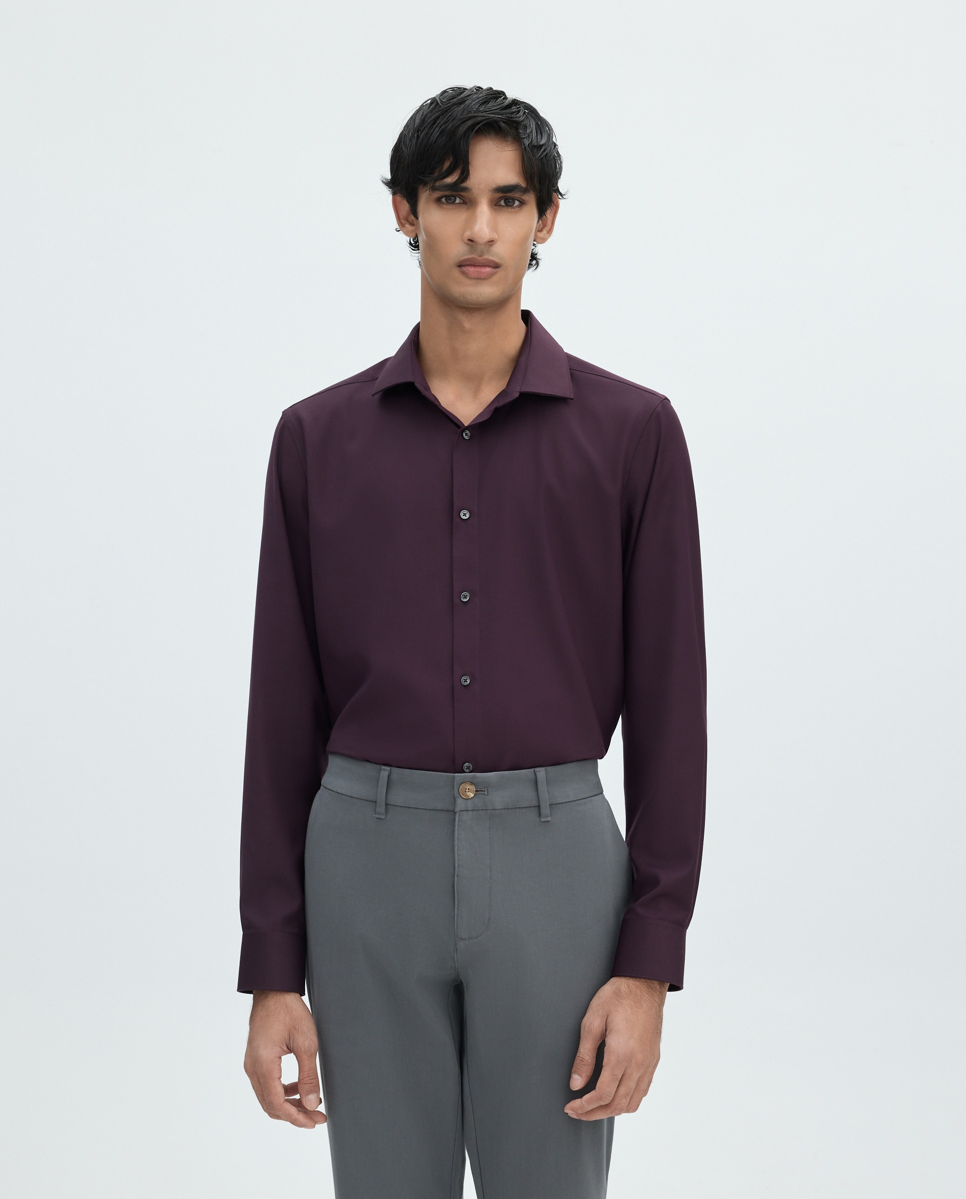 Camisa para hombre manga larga lisa - Easy Wear - Burdeos Burdeos-1