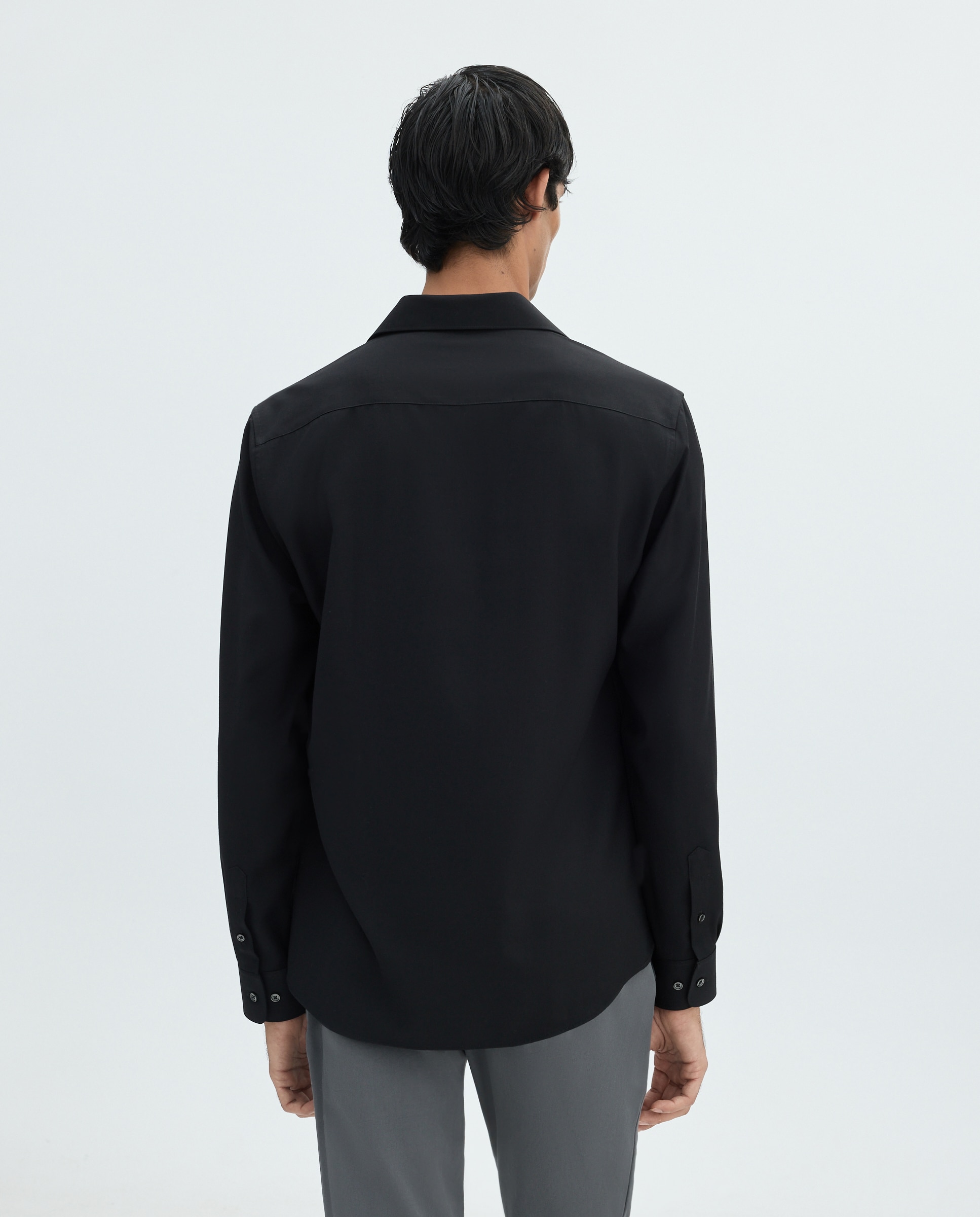 Camisa para hombre manga larga lisa - Easy Wear - Negro Negro-3