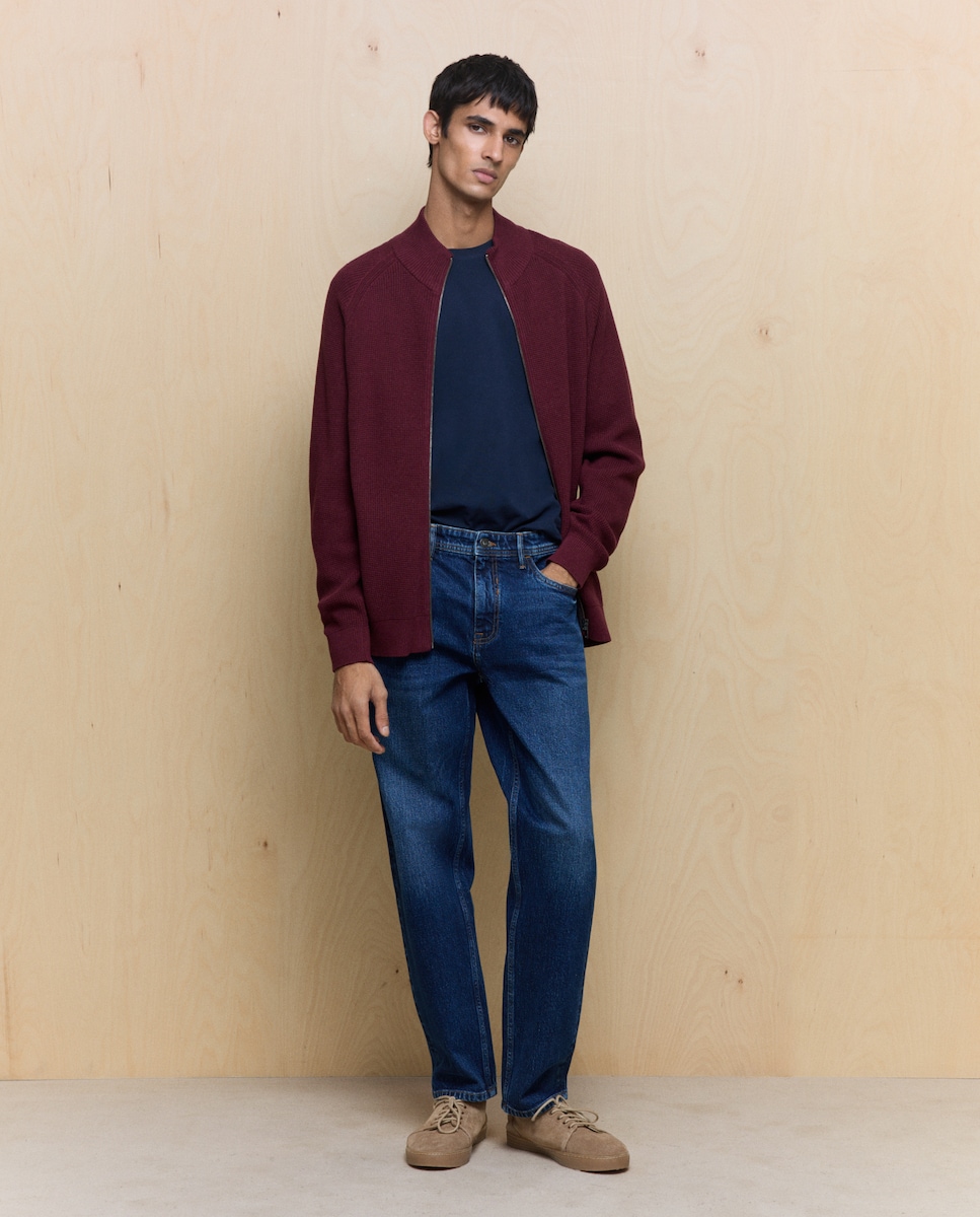 Cardigan com Fecho de Correr Bordeaux-2