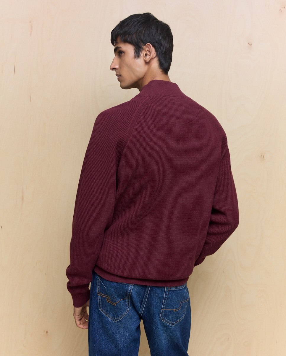 Cardigan com Fecho de Correr Bordeaux-3