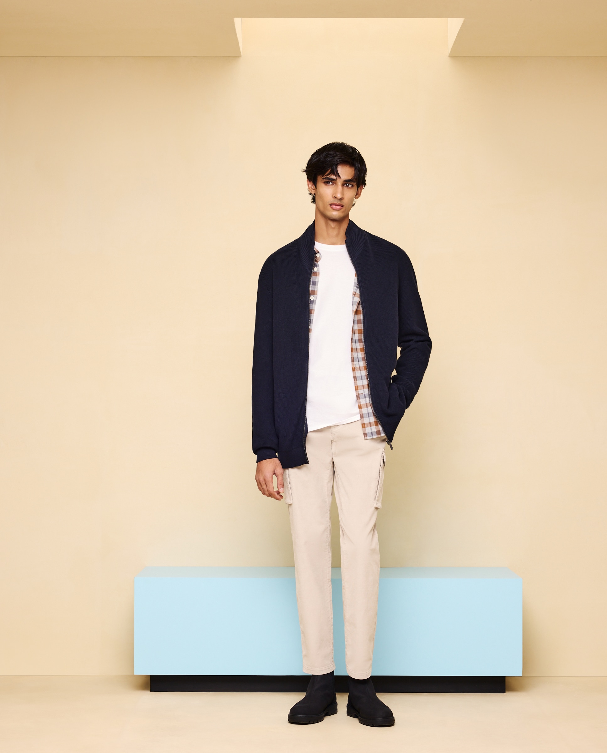 Cárdigan de cremallera de hombre - Easy Wear - Azul marino Azul marino-1