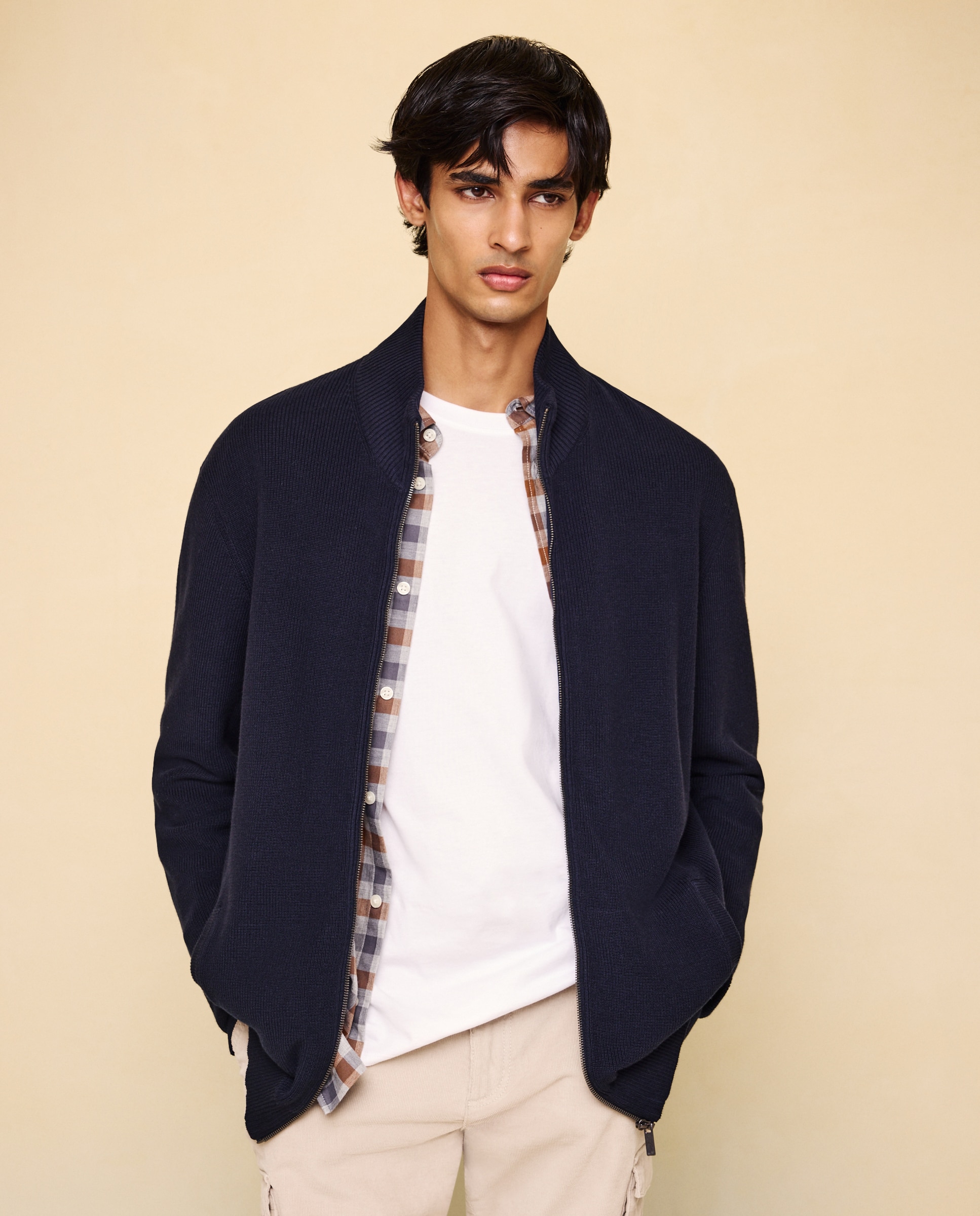 Cárdigan de cremallera de hombre - Easy Wear - Azul marino Azul marino-2