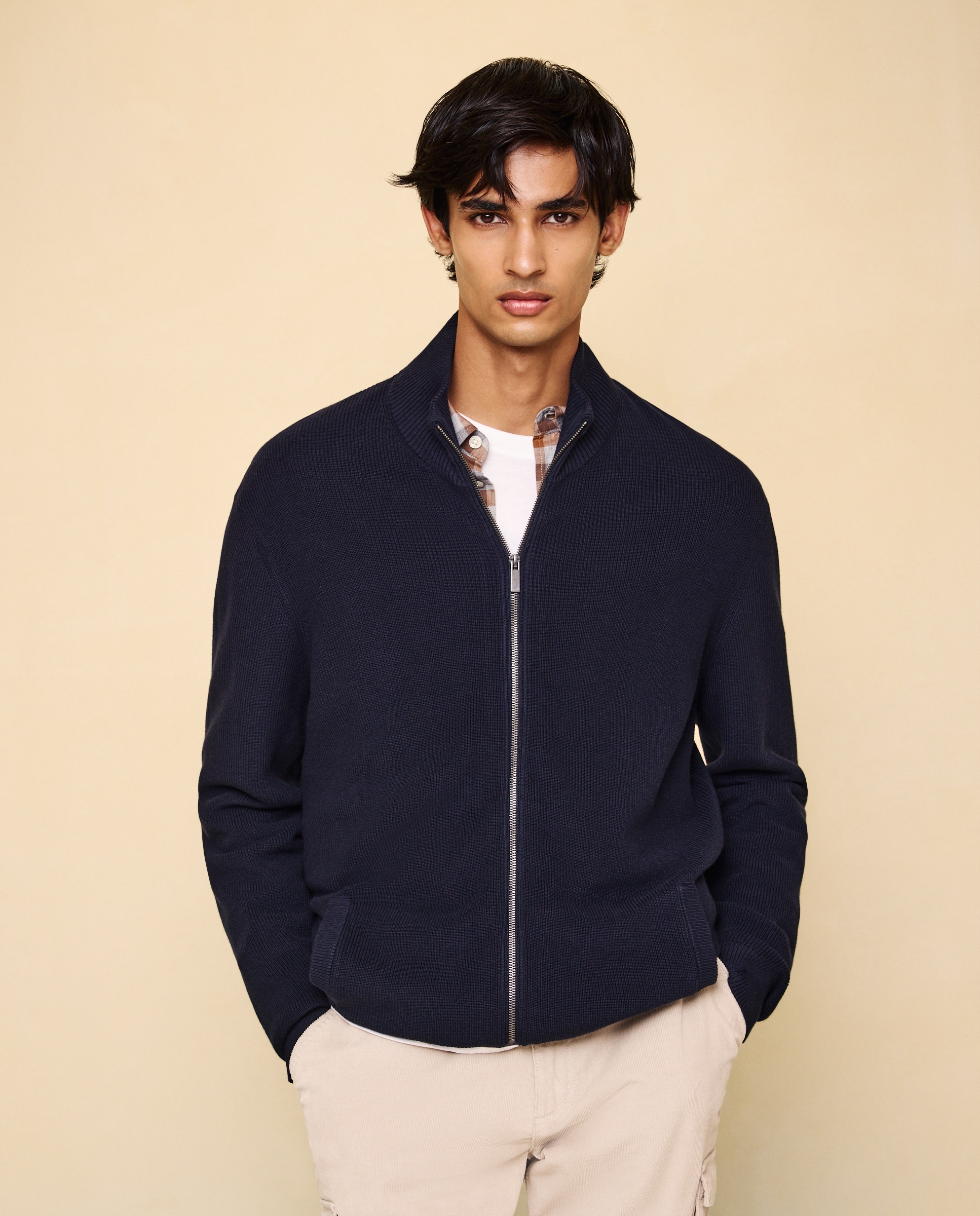 Cárdigan de cremallera de hombre - Easy Wear - Azul marino Azul marino-4