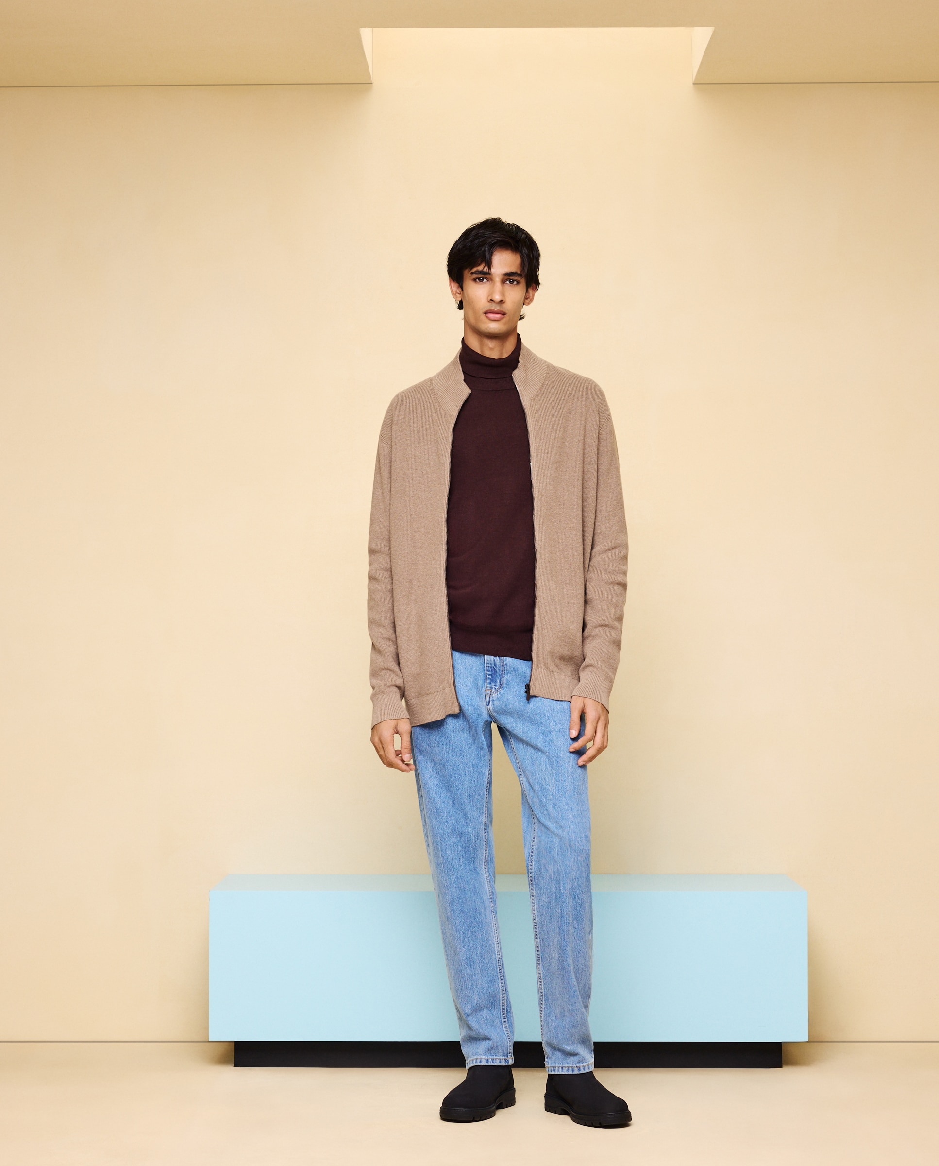 Cárdigan de cremallera de hombre - Easy Wear - 120 Crudo 120 Crudo-1
