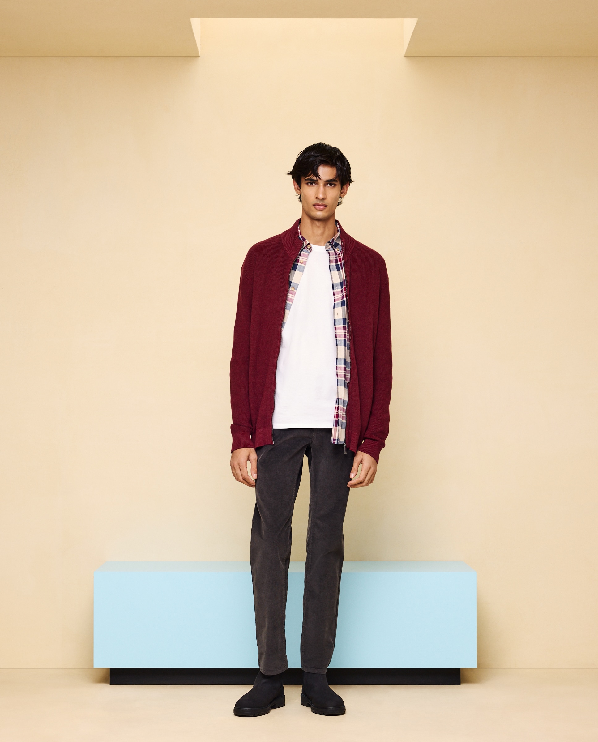 Cárdigan de cremallera de hombre - Easy Wear - Chocolate Chocolate-3