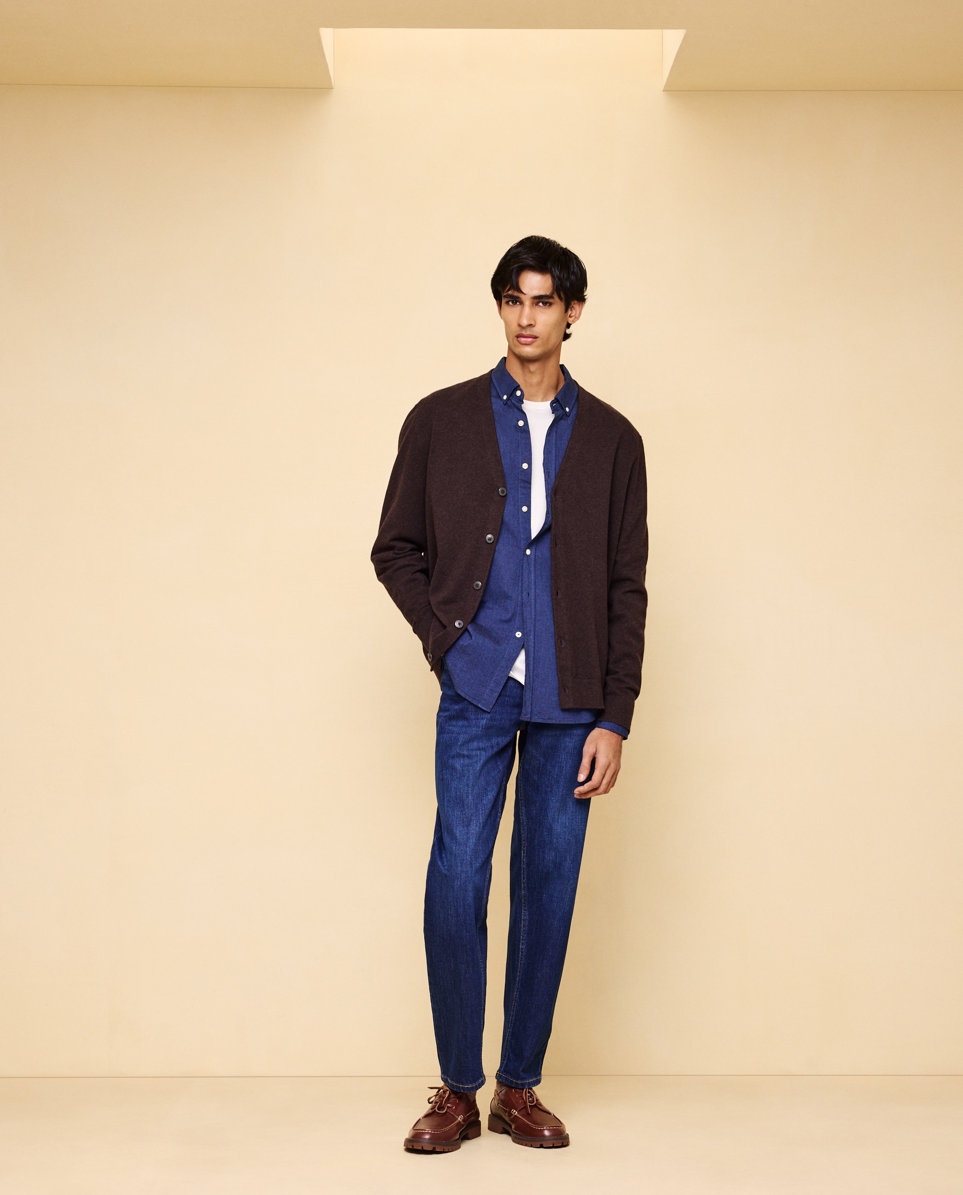 Cárdigan de botones de hombre - Easy Wear - Marrón Marrón-1