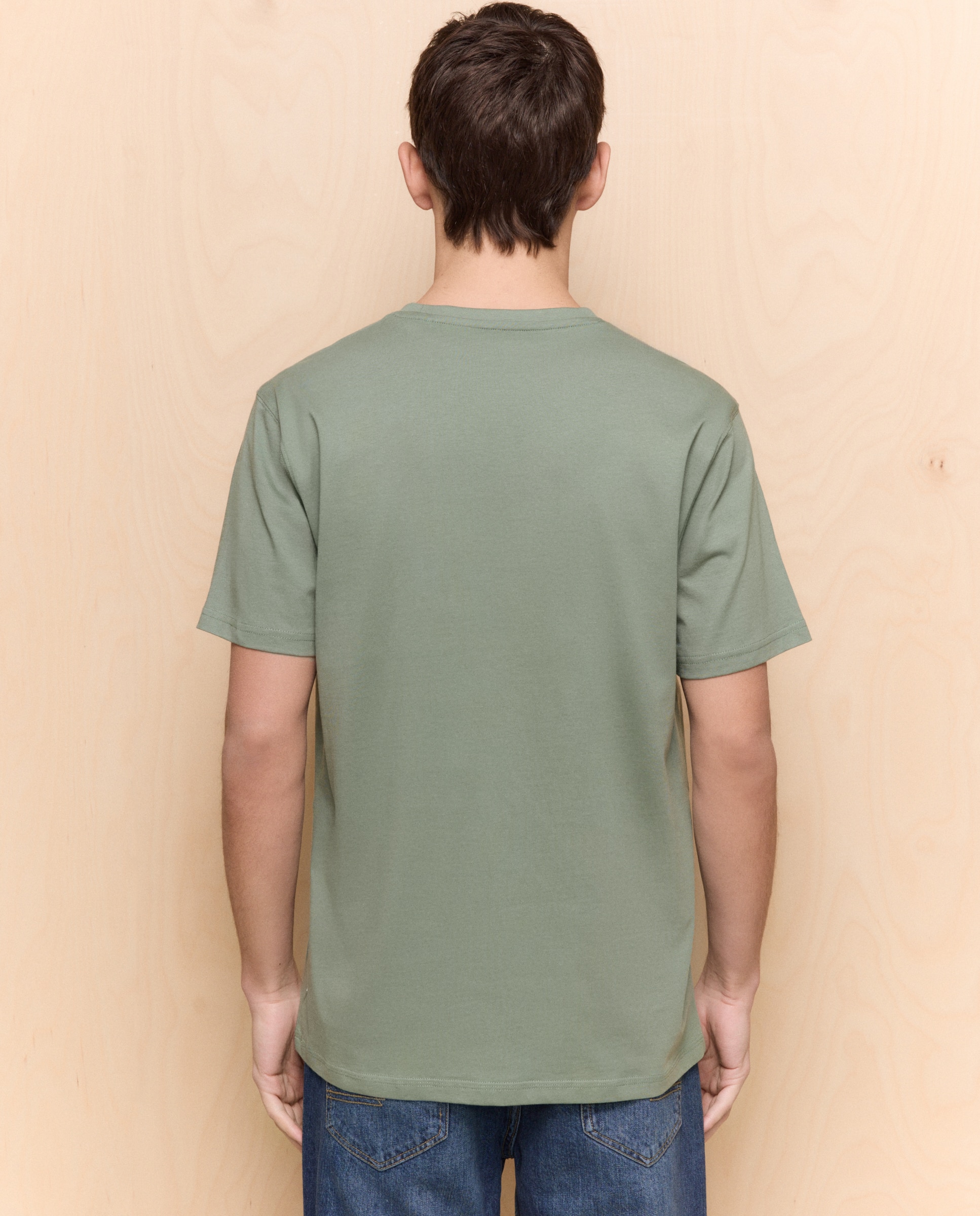 Camiseta lisa de manga corta de hombre - Easy Wear - Blanco Verde-3