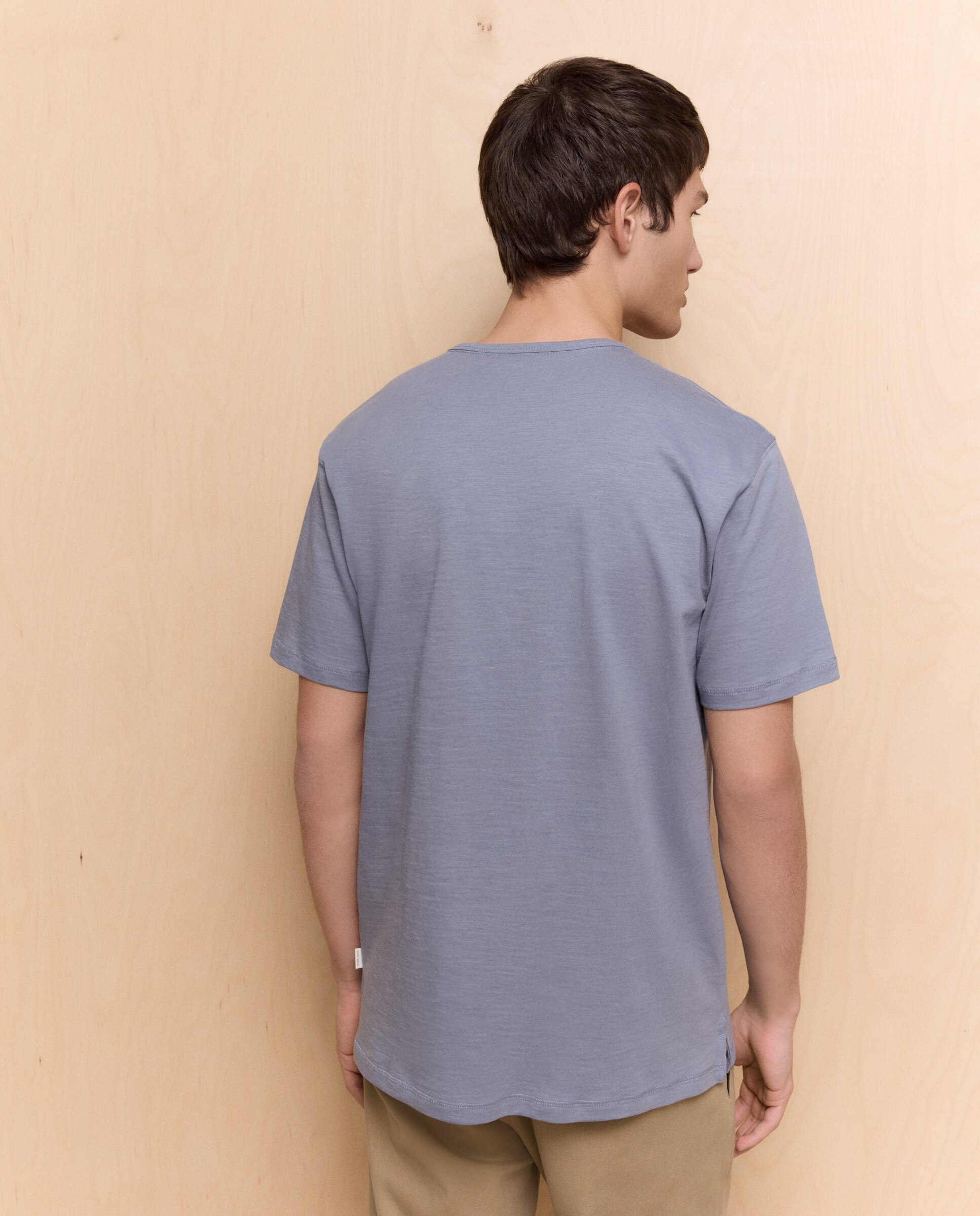 T-shirt de Manga Curta com Gola com Botões 410 Azul Claro-3
