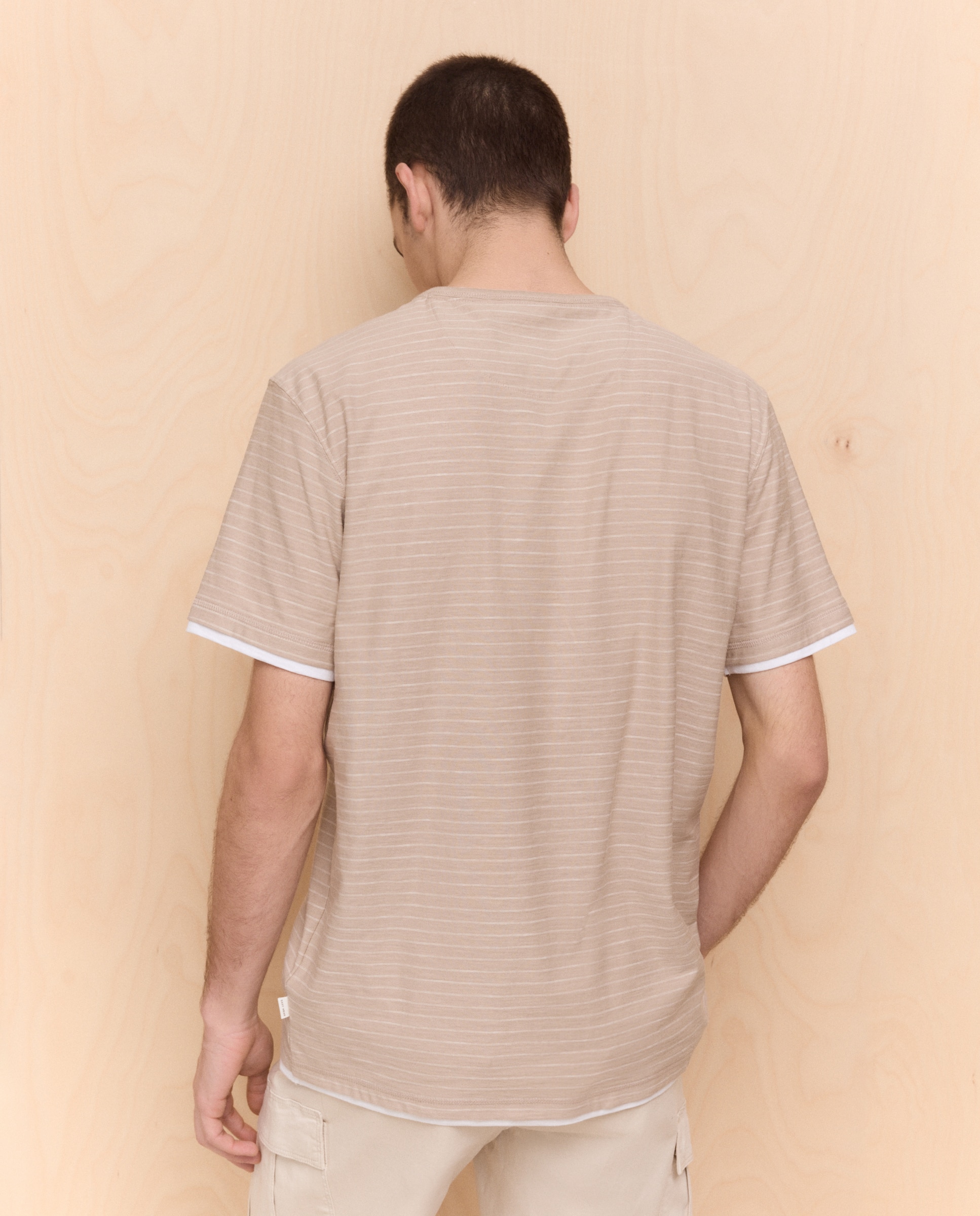 T-shirt de Peça Dupla com Manga Curta Branco-4