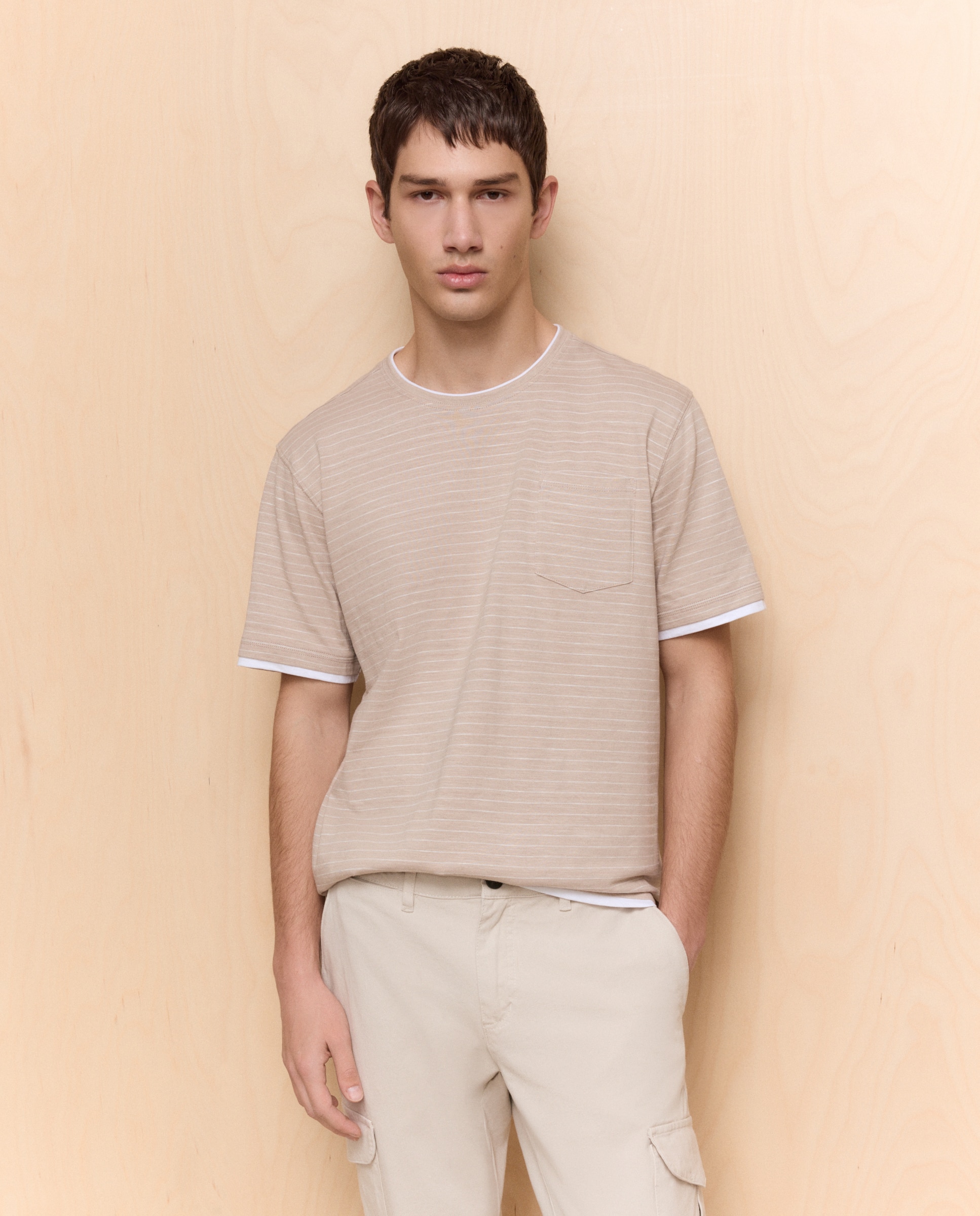 Camiseta manga corta cuello caja de hombre - Easy Wear - Blanco Blanco-4