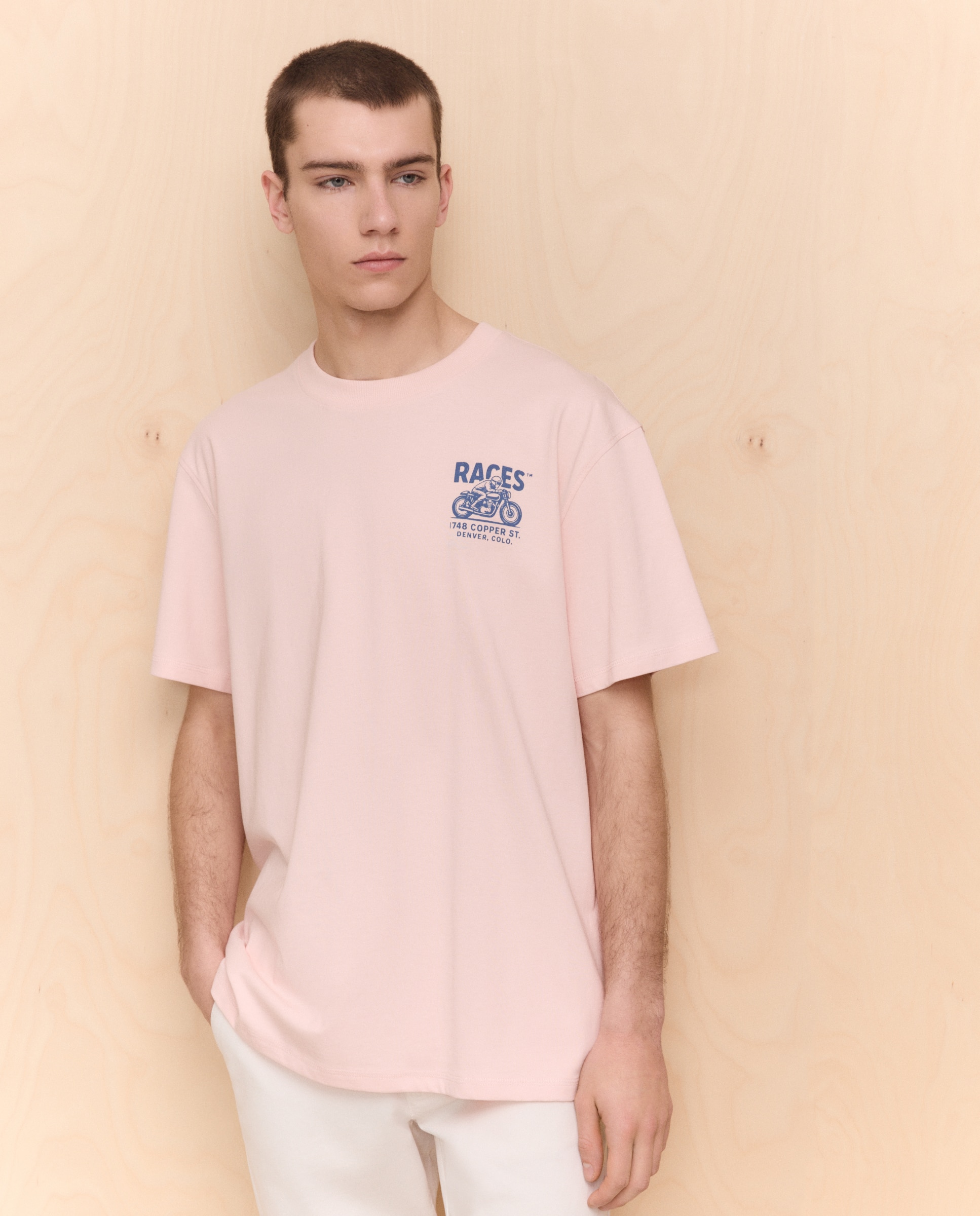 T-shirt com Manga Curta Rosa-claro-3