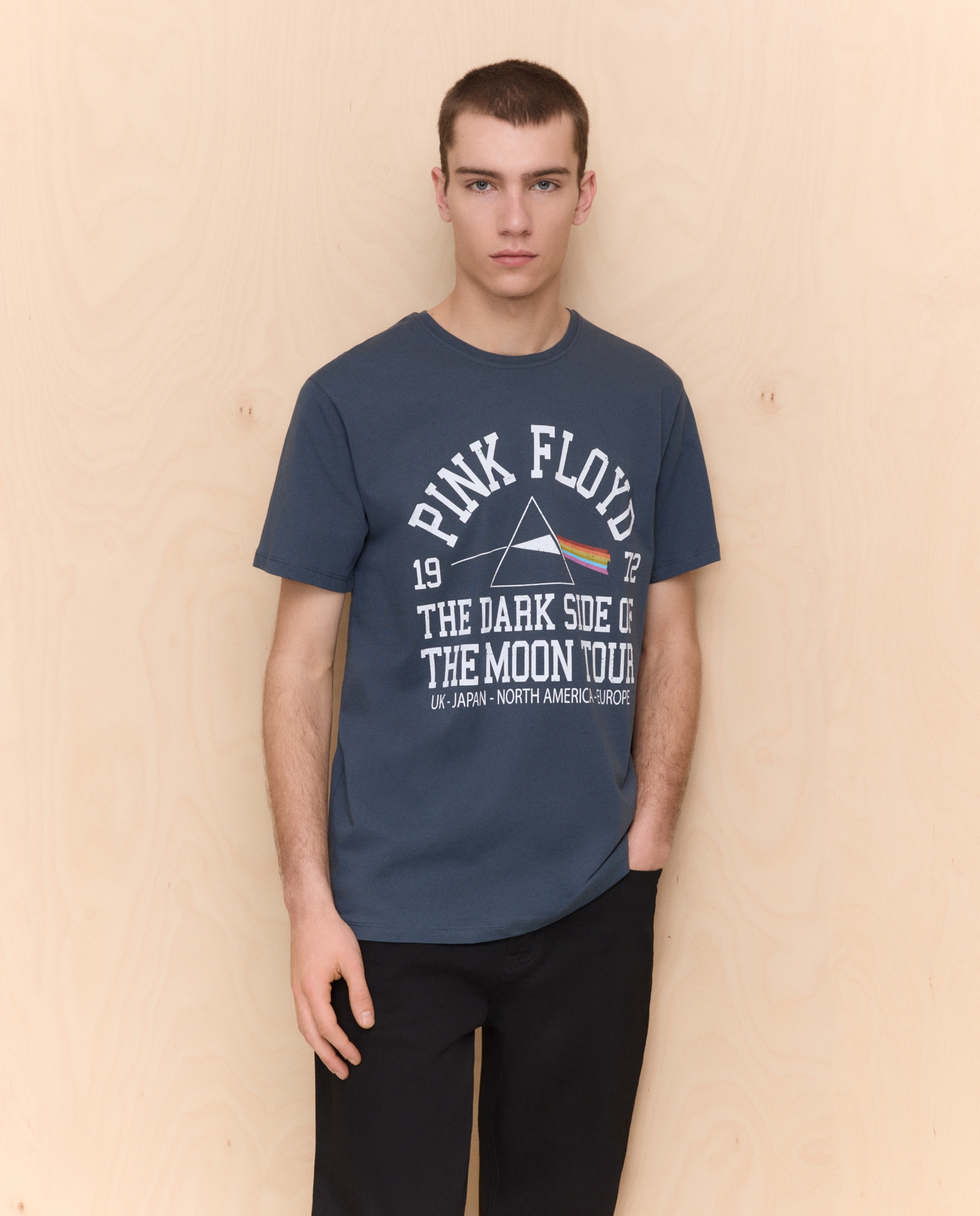 T-shirt Pink Floyd de Manga Curta Azul-escuro-1