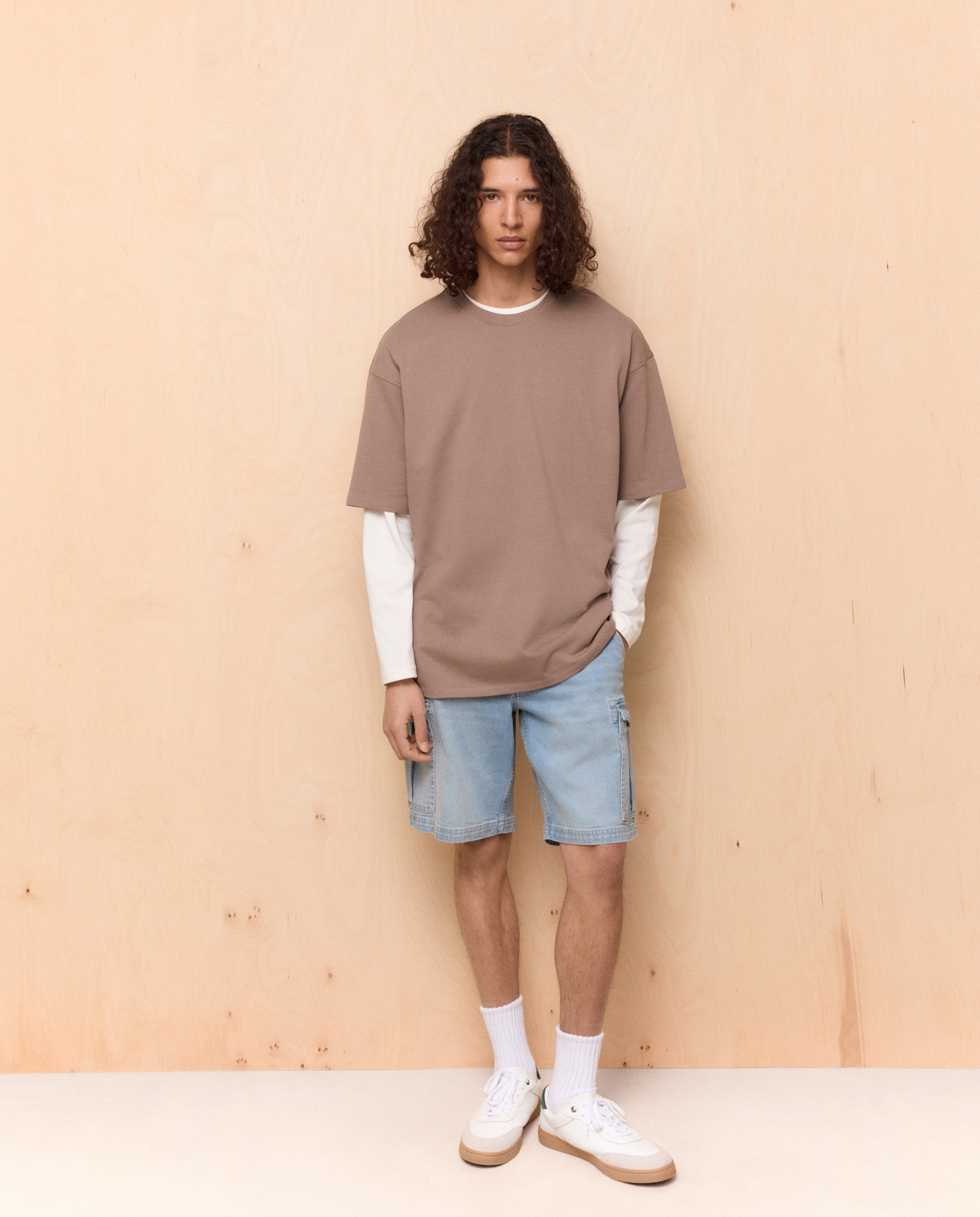 T-shirt Relaxed Fit com Manga Curta 740 Tabaco-2
