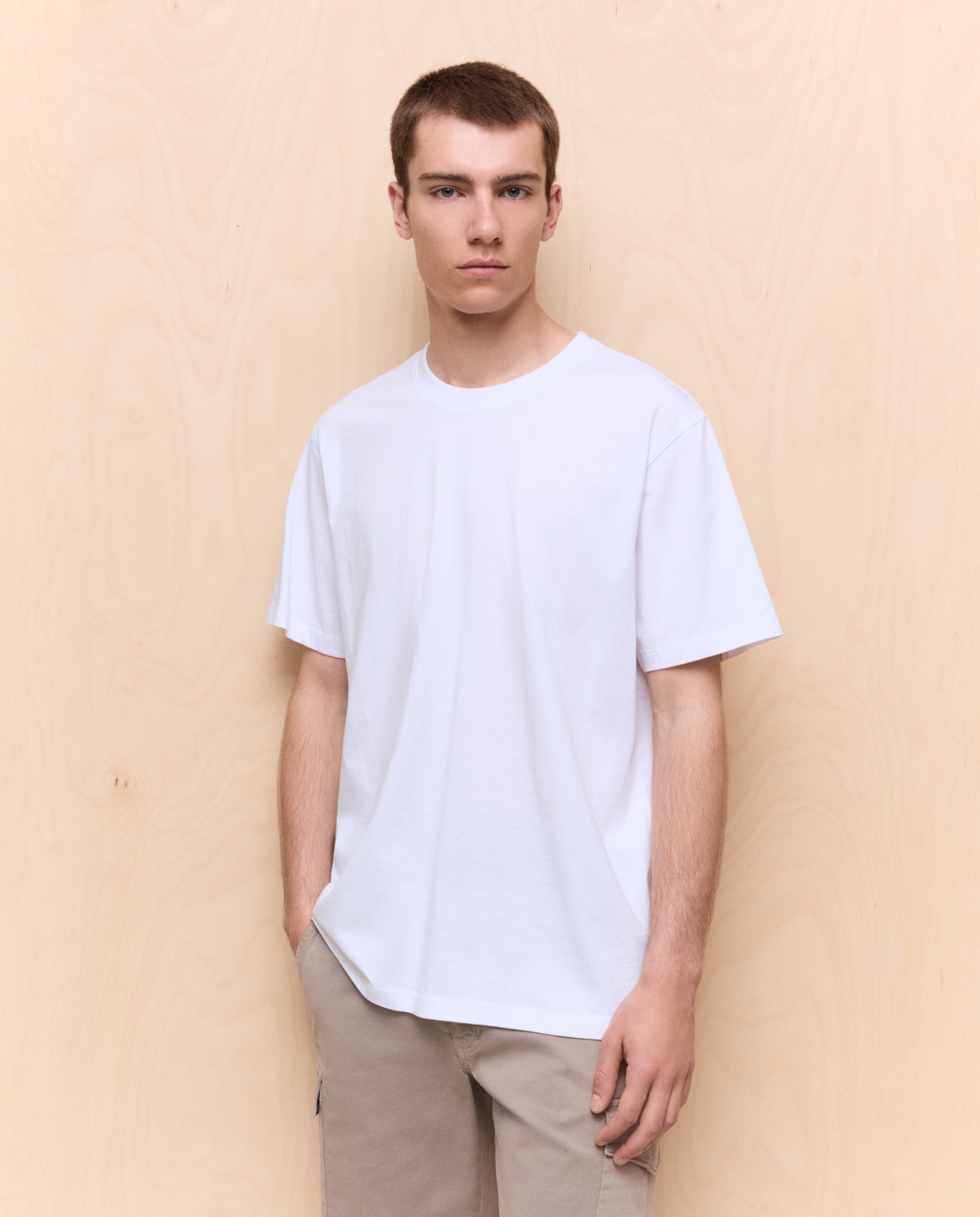 Camiseta lisa cuello redondo de hombre - Easy Wear - Blanco Blanco-1