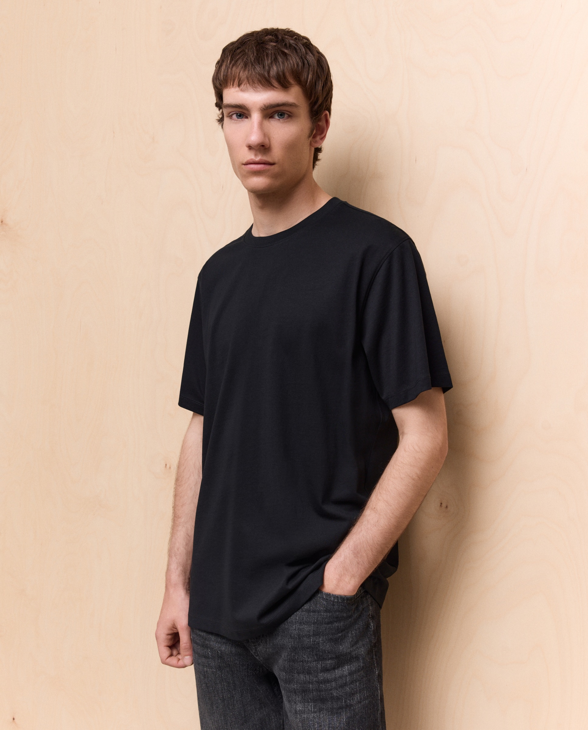 Camiseta lisa cuello redondo de hombre - Easy Wear - Negro Negro-1