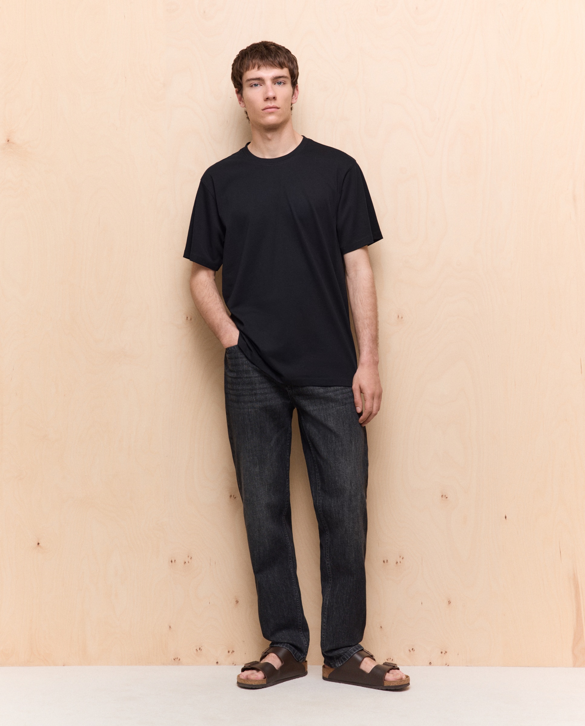 Camiseta lisa cuello redondo de hombre - Easy Wear - Negro Negro-3