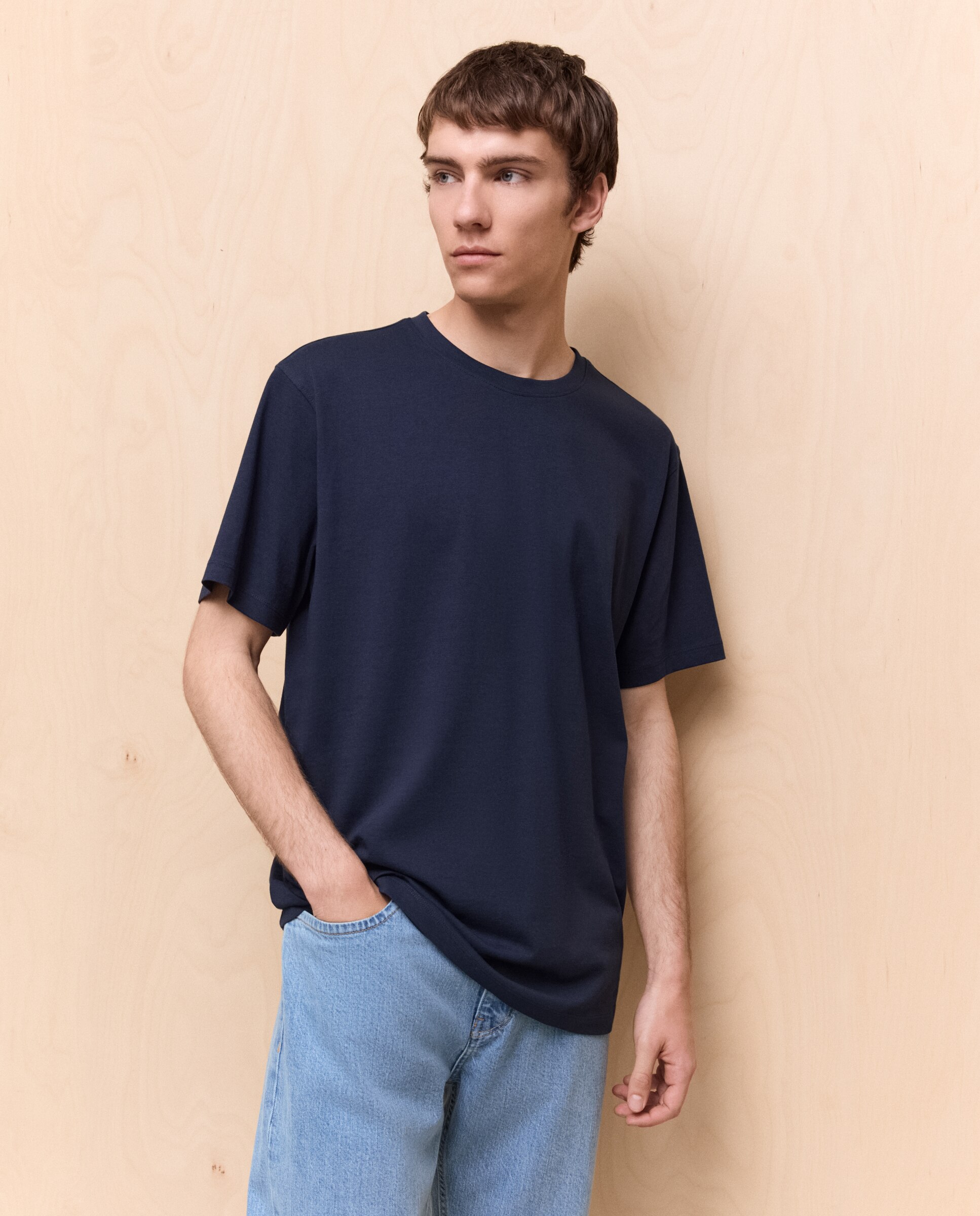 Camiseta lisa cuello redondo de hombre - Easy Wear - Azul marino Azul marino-2