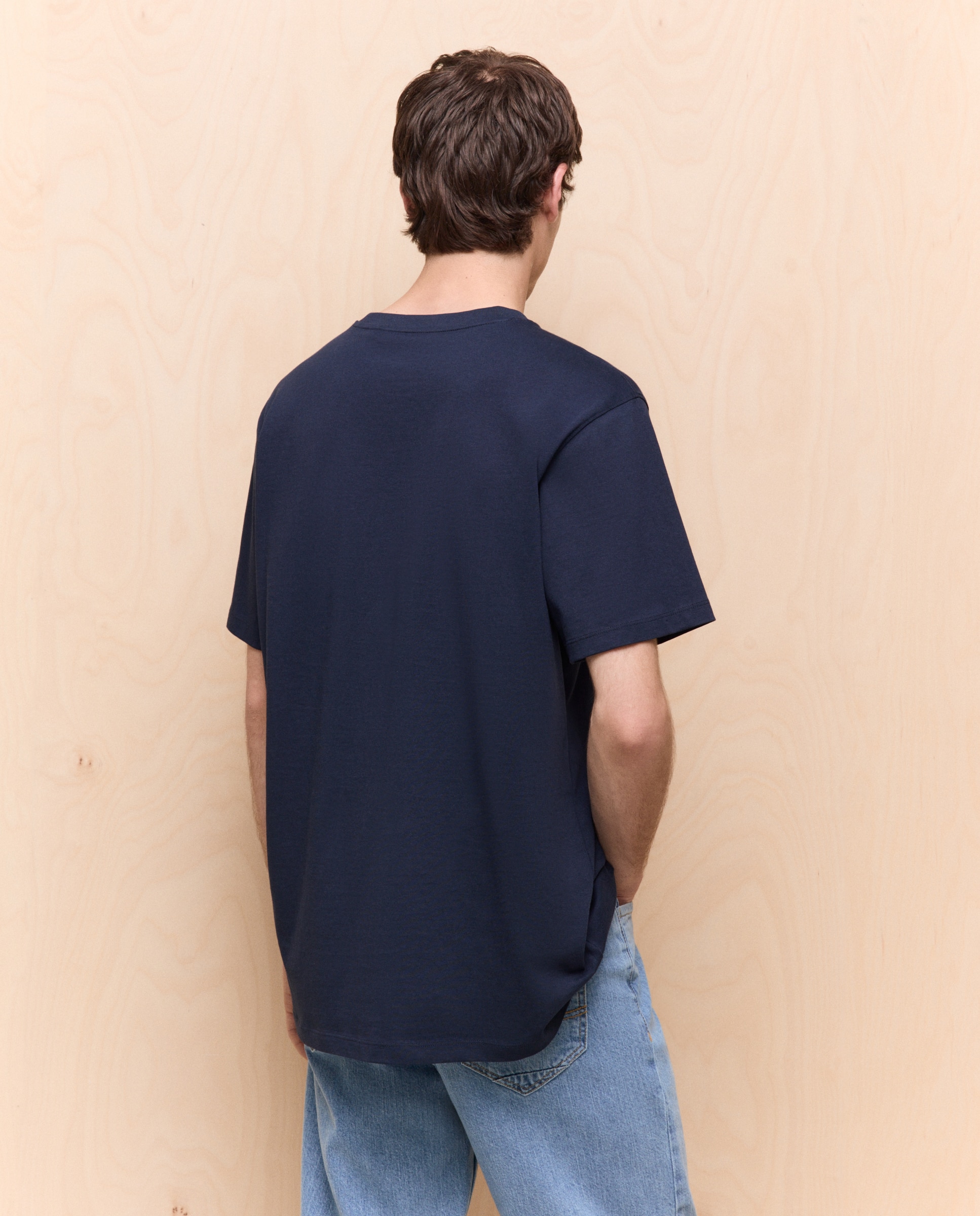 Camiseta lisa cuello redondo de hombre - Easy Wear - Azul marino Azul marino-3