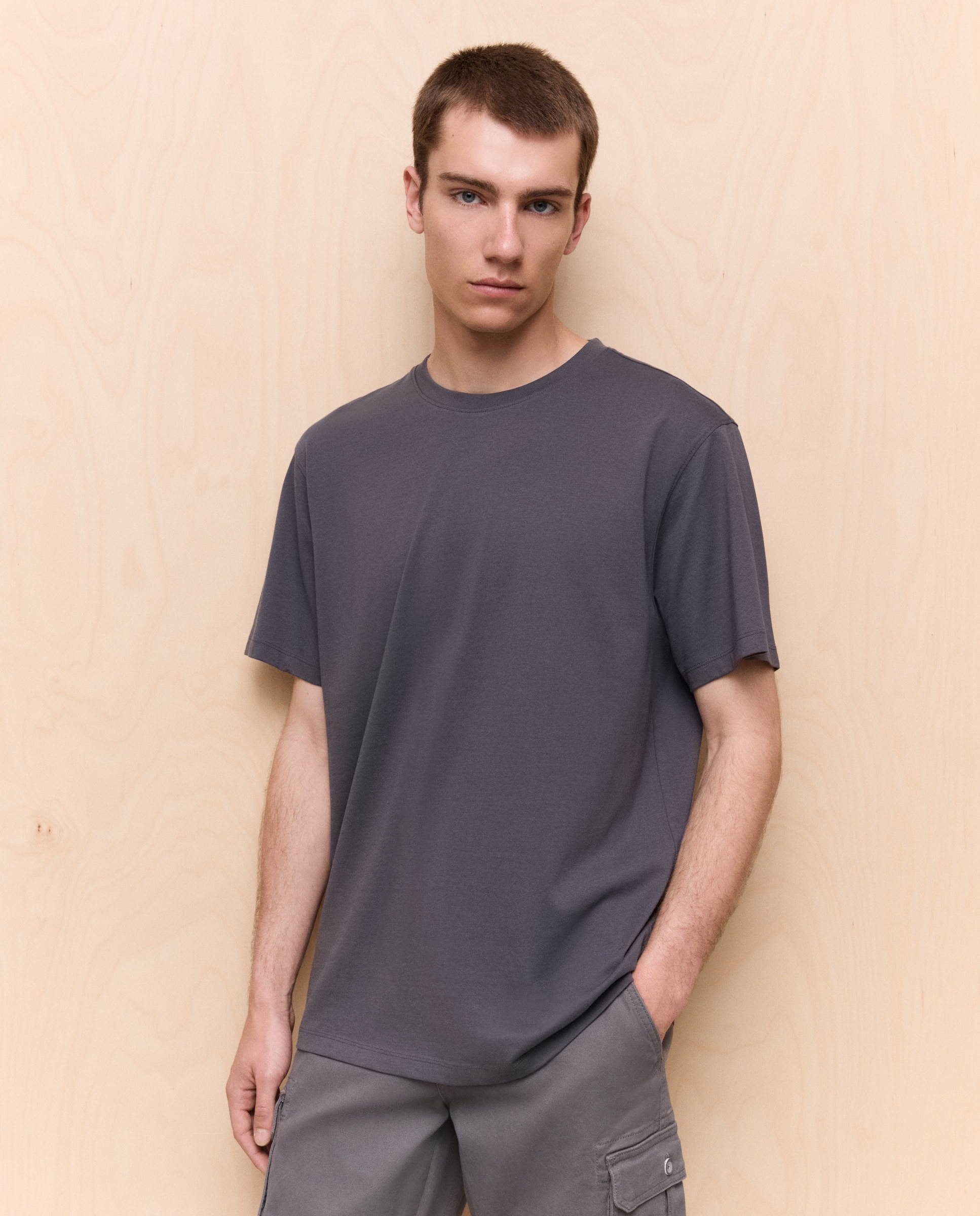 Camiseta lisa cuello redondo de hombre - Easy Wear - 830 Antracita 830 Antracita-1