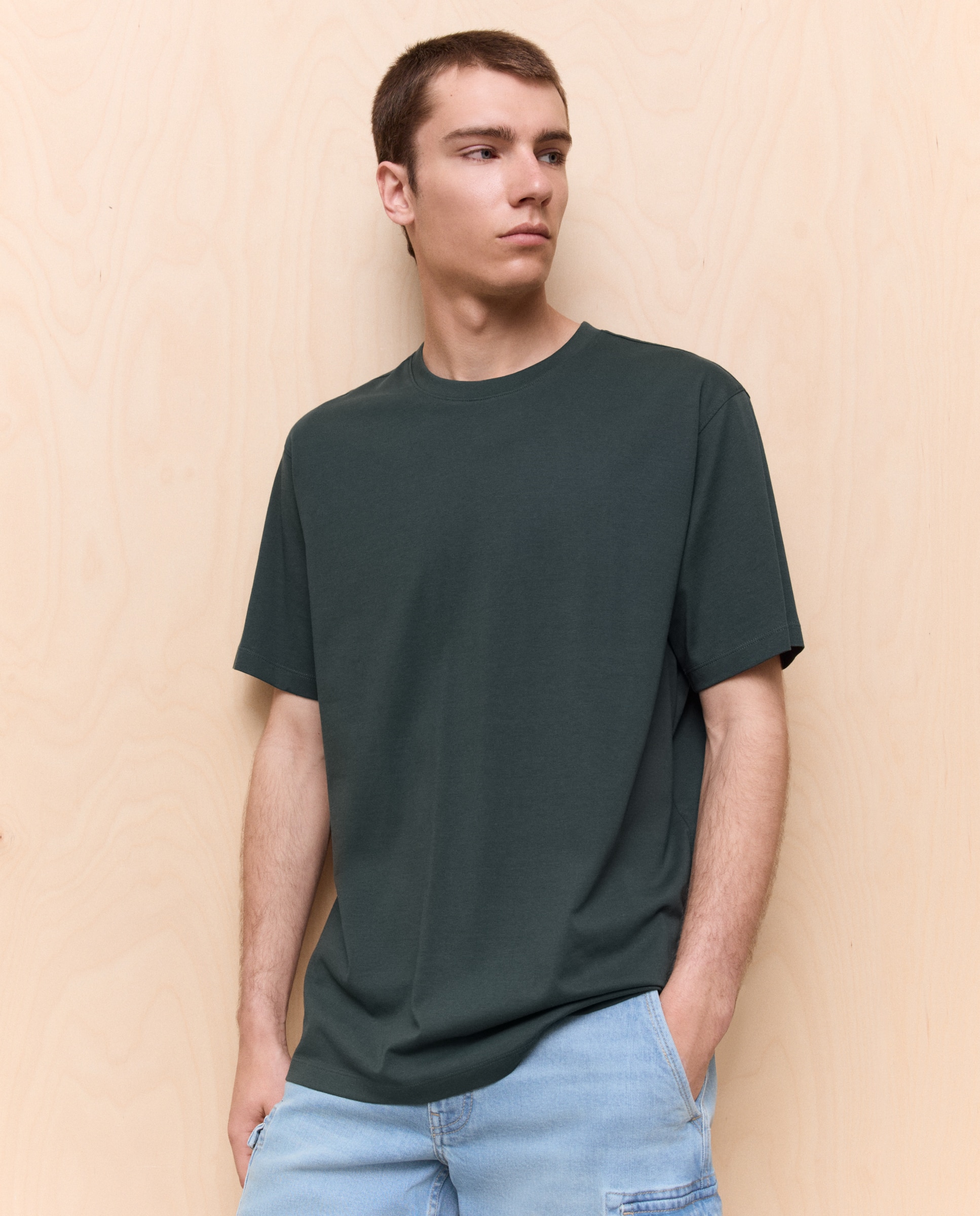 Camiseta lisa cuello redondo de hombre - Easy Wear - 530 Verde oscuro 530 Verde oscuro-1