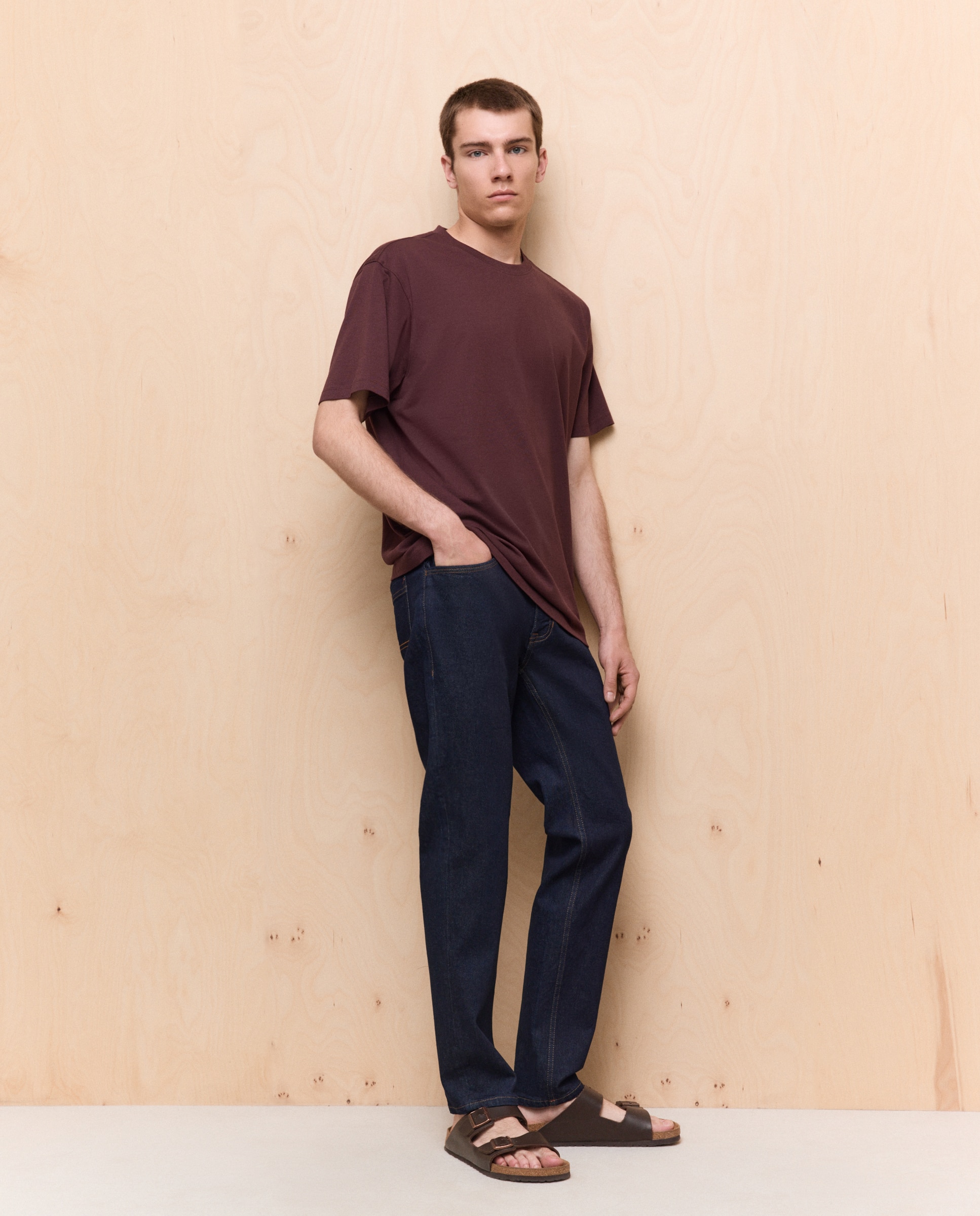 Camiseta lisa cuello redondo de hombre - Easy Wear - Burdeos Burdeos-2