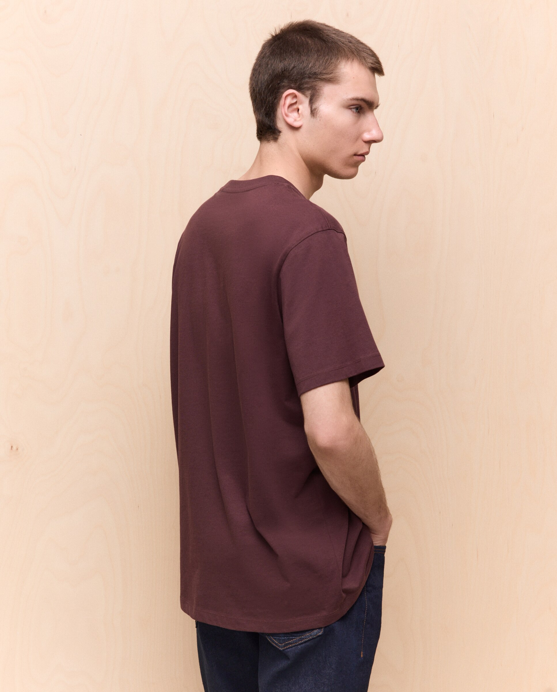 Camiseta lisa cuello redondo de hombre - Easy Wear - Burdeos Burdeos-3