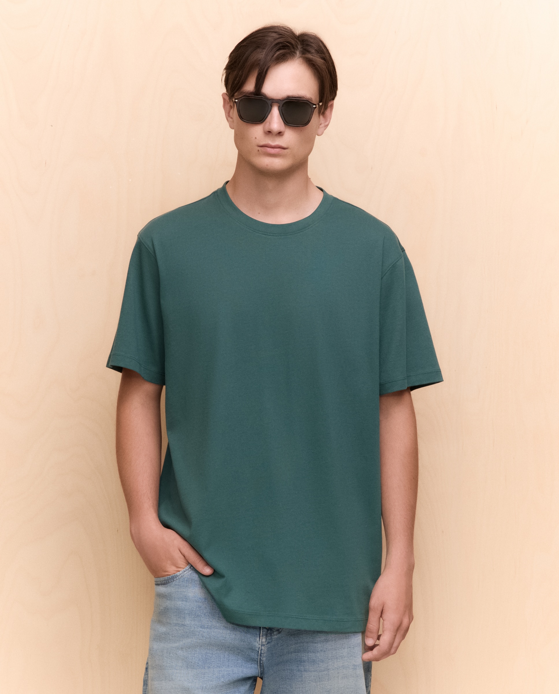 Camiseta lisa cuello redondo de hombre - Easy Wear - Verde billar Verde billar-1