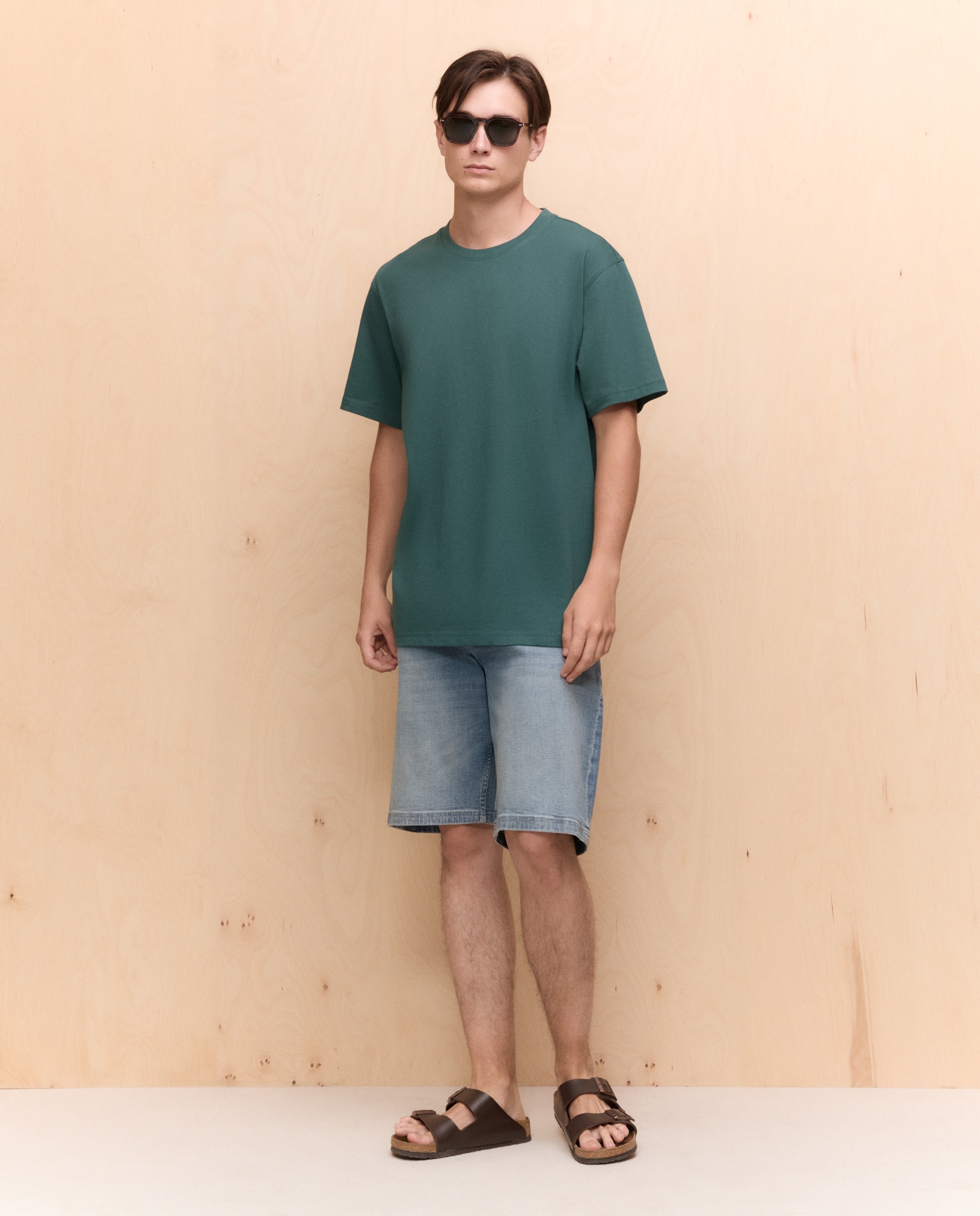 Camiseta lisa cuello redondo de hombre - Easy Wear - Verde billar Verde billar-2