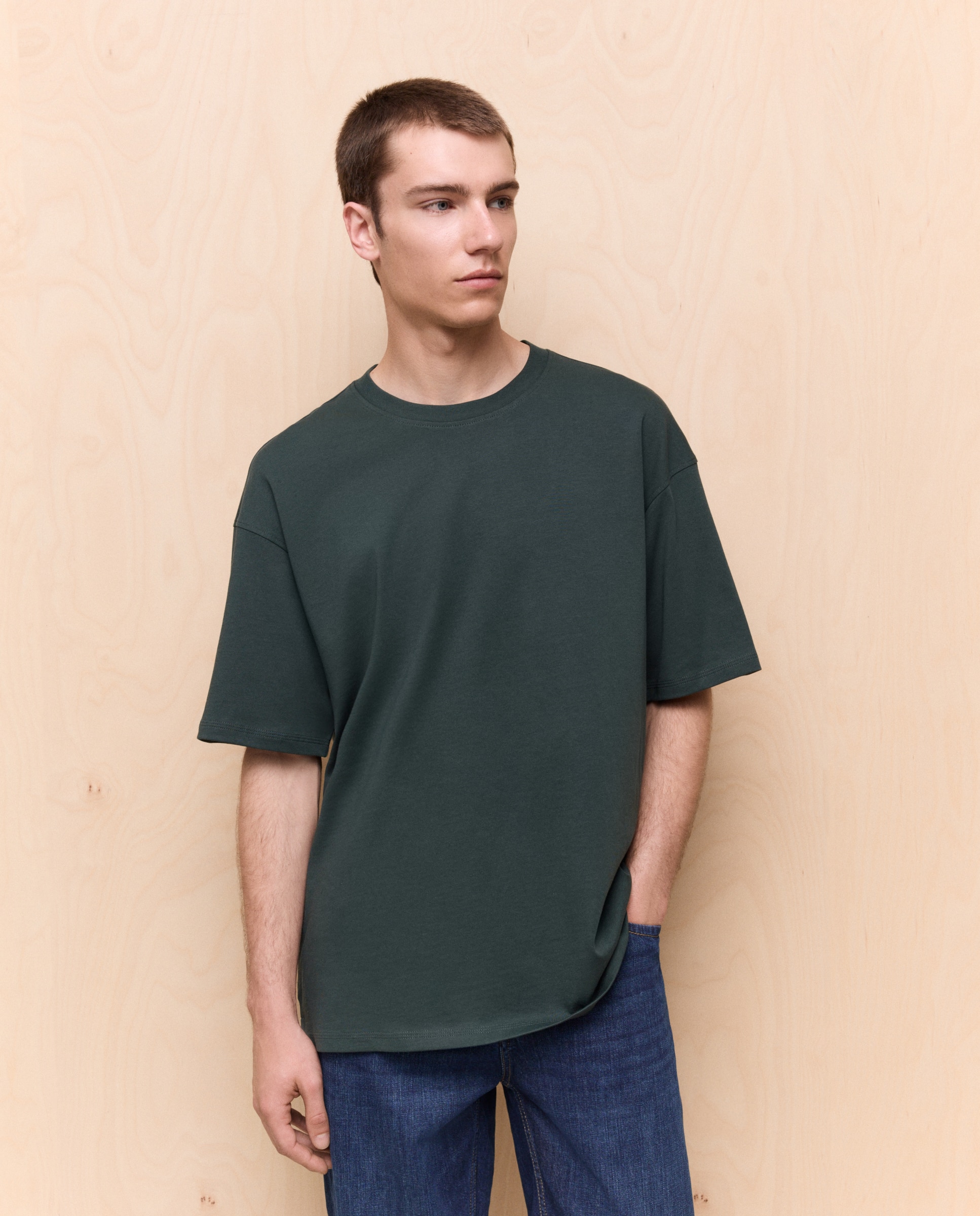 Camiseta lisa manga corta de hombre - Easy Wear - 530 Verde oscuro 530 Verde oscuro-1